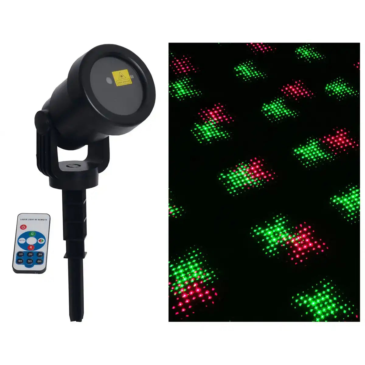 Laser-Außenerdspieß m. Projektor , Erdspieß aus Kunststoff, bunt, mit integrierter LED, Strahler für Außen
