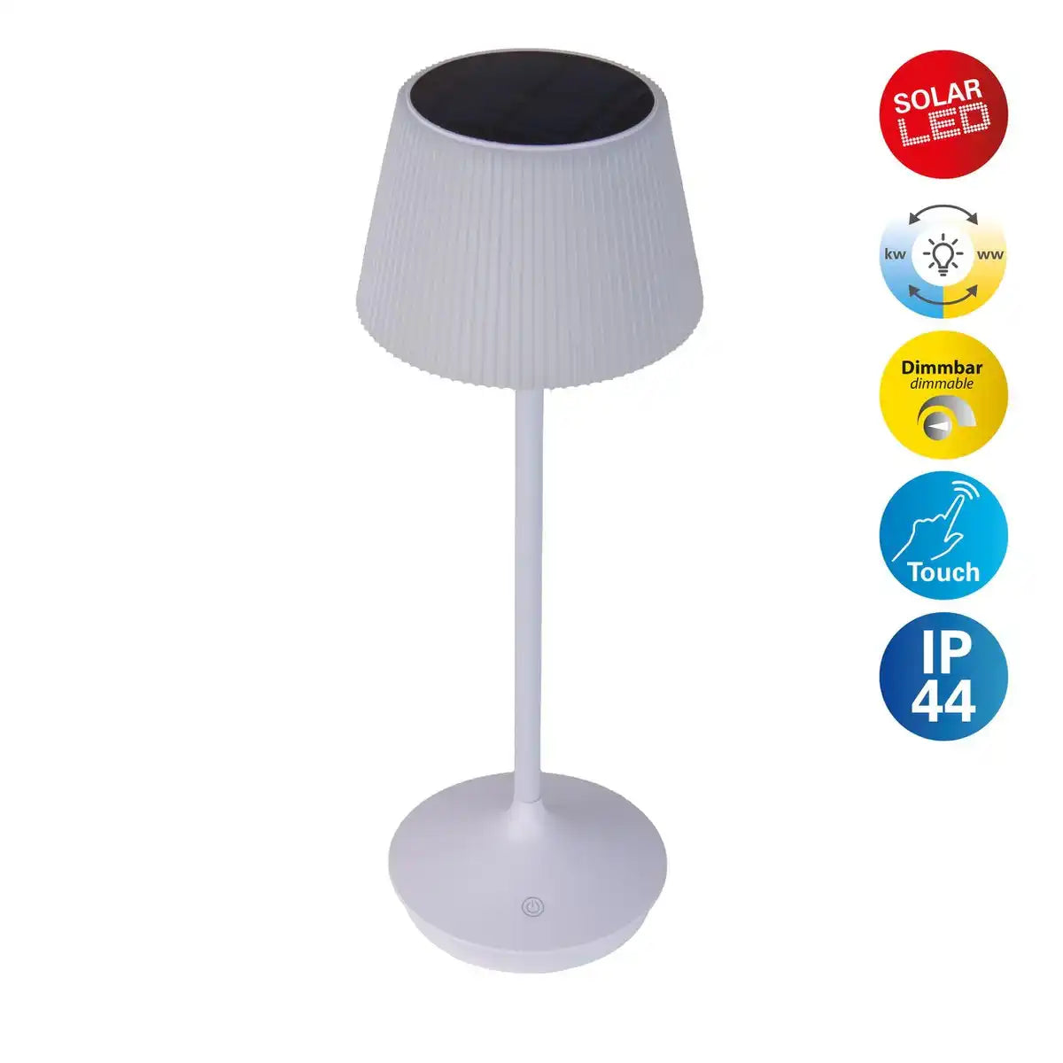 LED Leuchte "EMMI" für Außen und Innen, Tischlampe aus Metall und Kunststoff, mit fest verbauten LEDs, LED Tischlampe für Balkon, Terrasse, Garten, Wohnzimmer, Wintergarten, ca. 38 cm hoch