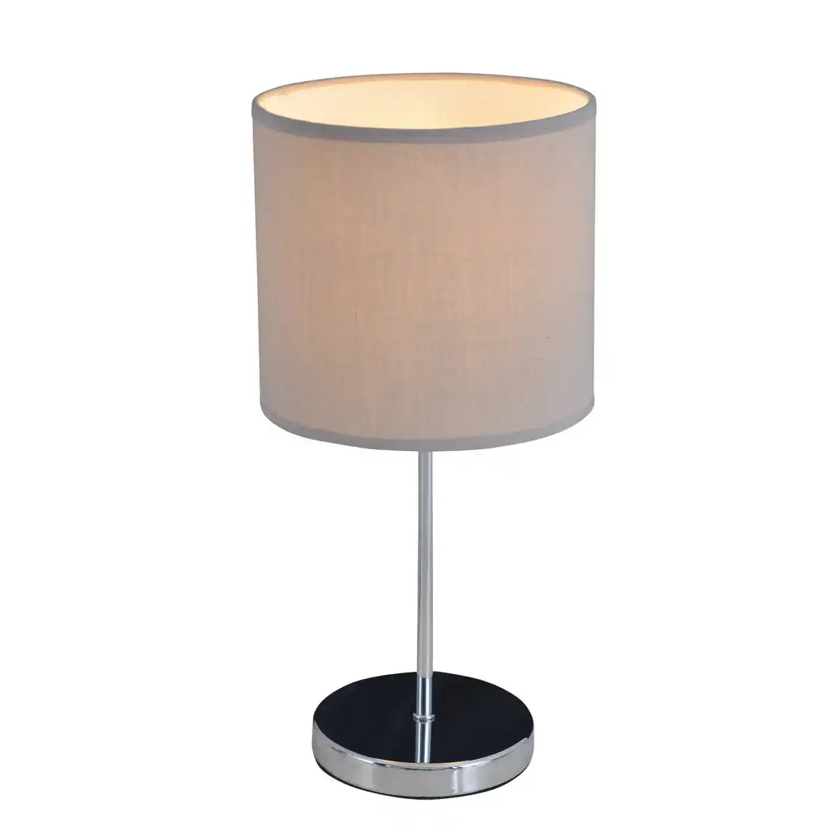 Tischleuchte "NEW YORK", klassische Tischlampe aus Metall mit Textilschirm in Grau, mit E27-Fassung, 38,5 cm hoch, perfekt für Wohnzimmer, Esszimmer, Diele und Büro