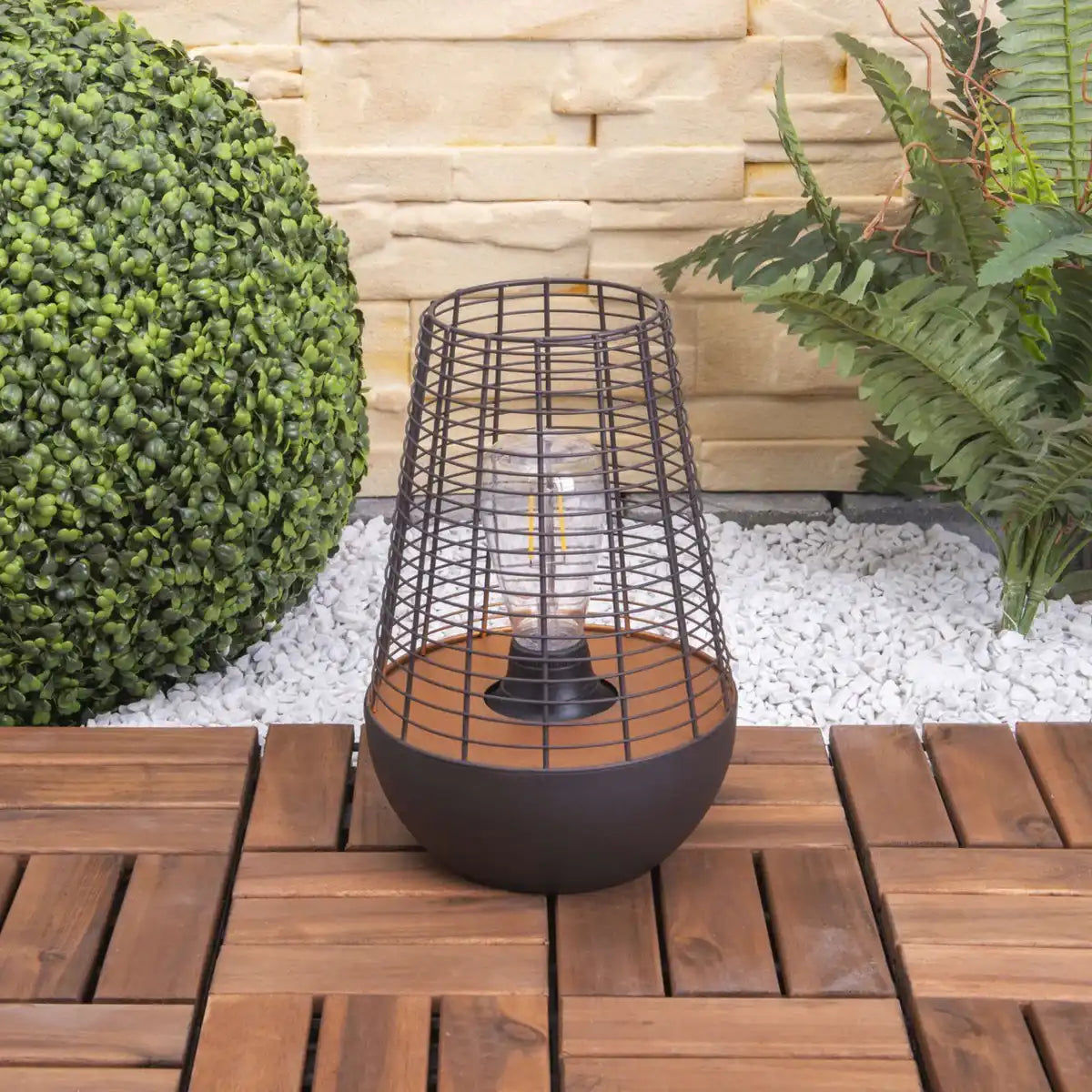 LED Dekoleuchte 27 cm hoch, aus Metall in Schwarz,, fest verbaute LED, Deko für Außen
