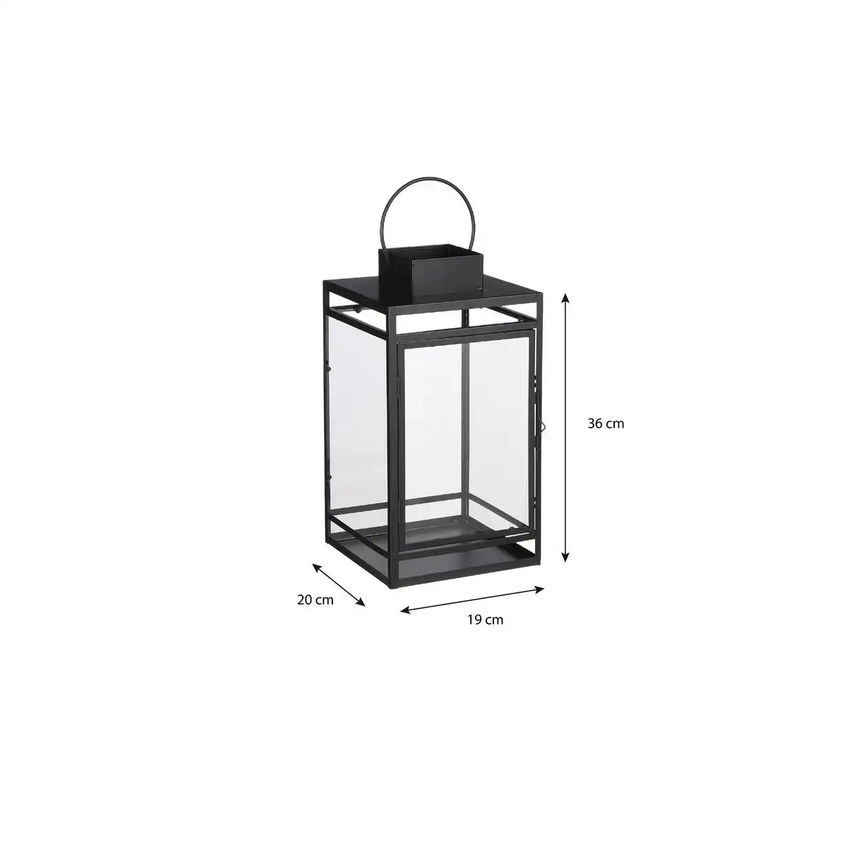 Sturmlaterne – L20 x B19 x H36 cm – Schwarz