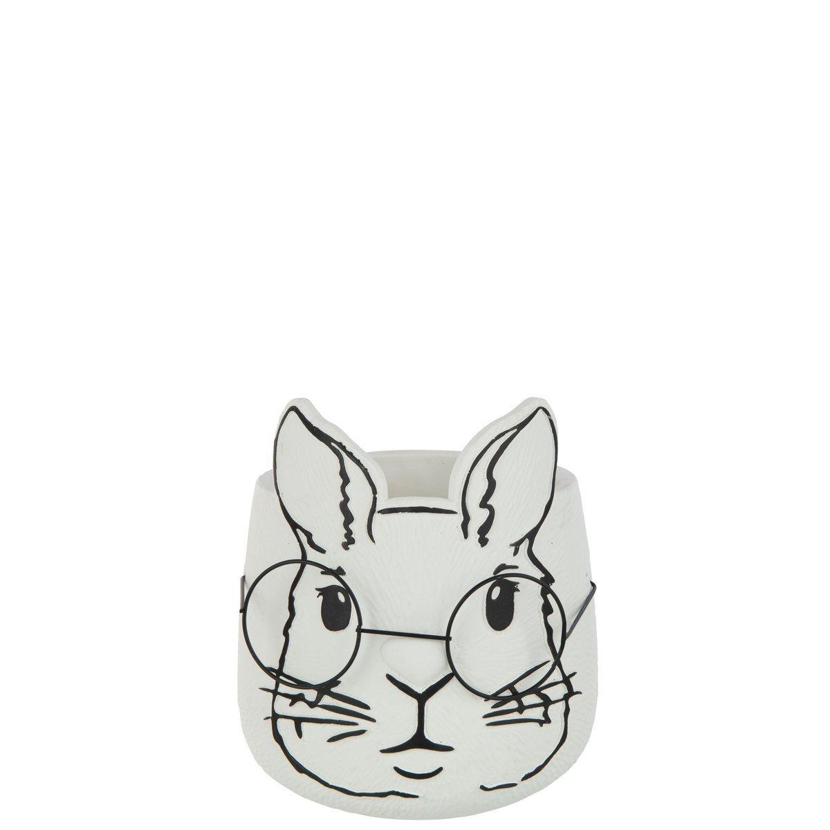 J-Line Blumentopf Rabbit – Zement – Weiß – extra groß