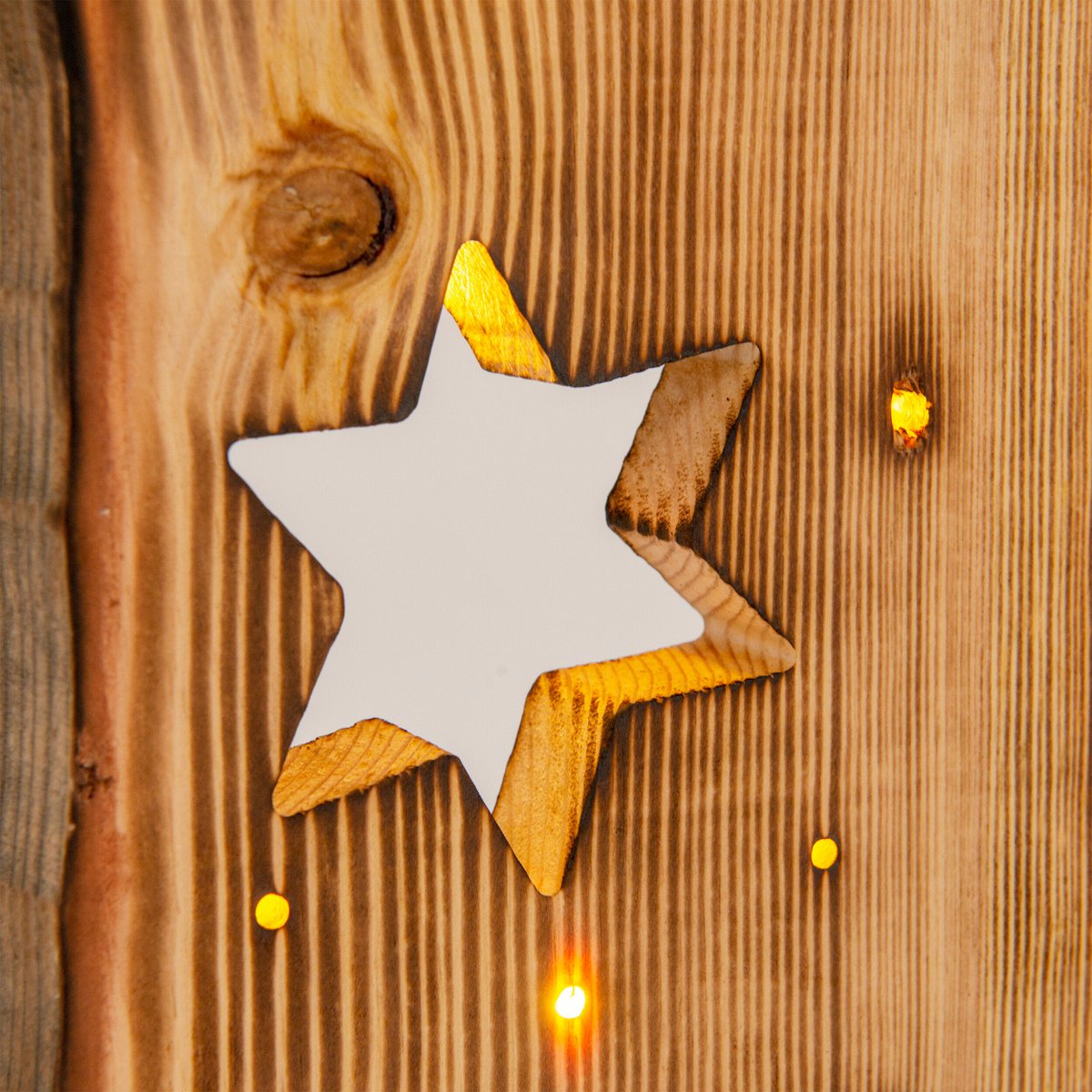 LED-Holz-Dekoleuchte Mond/Sterne 60 cm hoch Weihnacht-Deko aus Holz mit fest verbauten LEDs