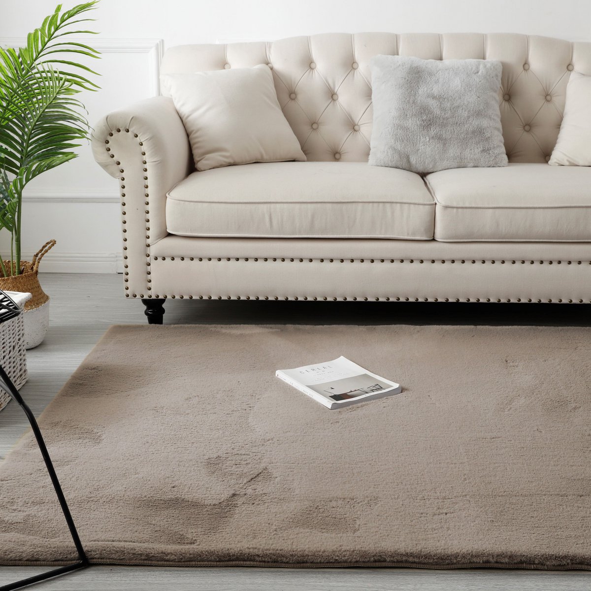 Flauschiger Teppich Taupe 80x300CM