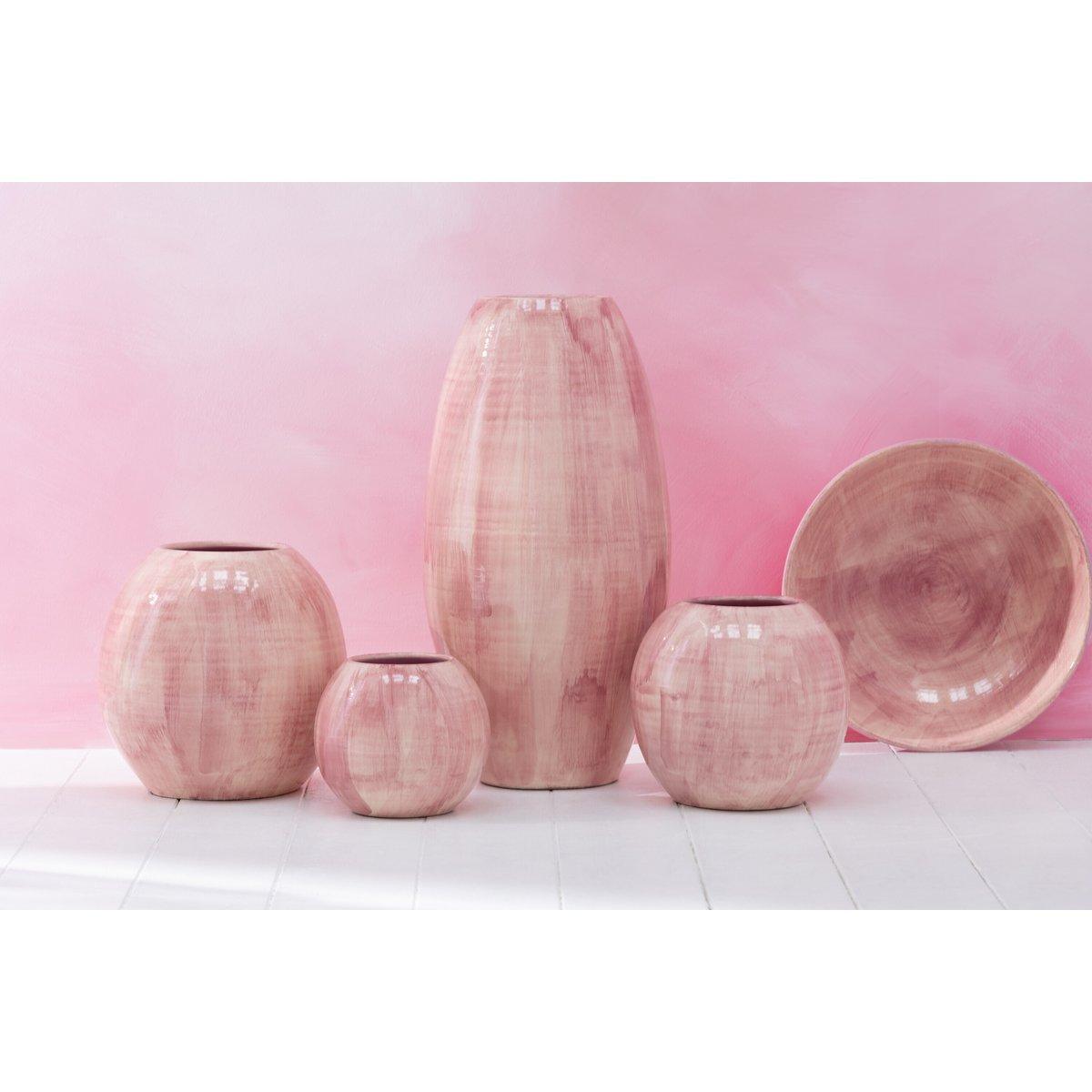J-Line Blumentopf Handbemalt - Keramik - Rosa - Mittelgroß