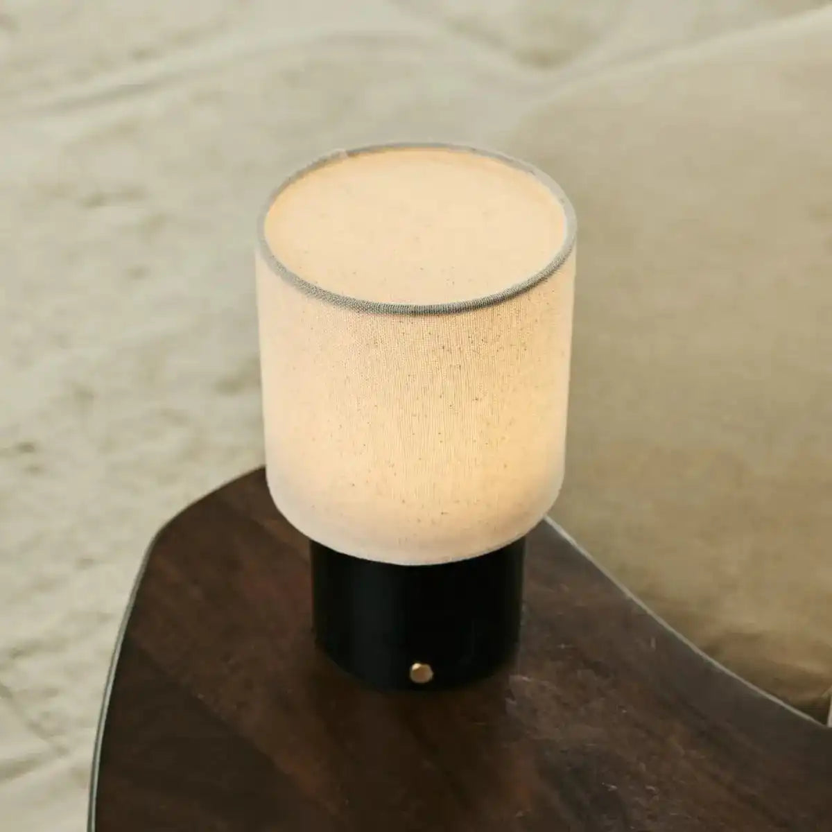 Dou Black / Nero Marquina - Marmor wiederaufladbare Tischlampe - Schnurloses, 3 Lichtmodus und mit Leinen austauschbarer Lampenschirm