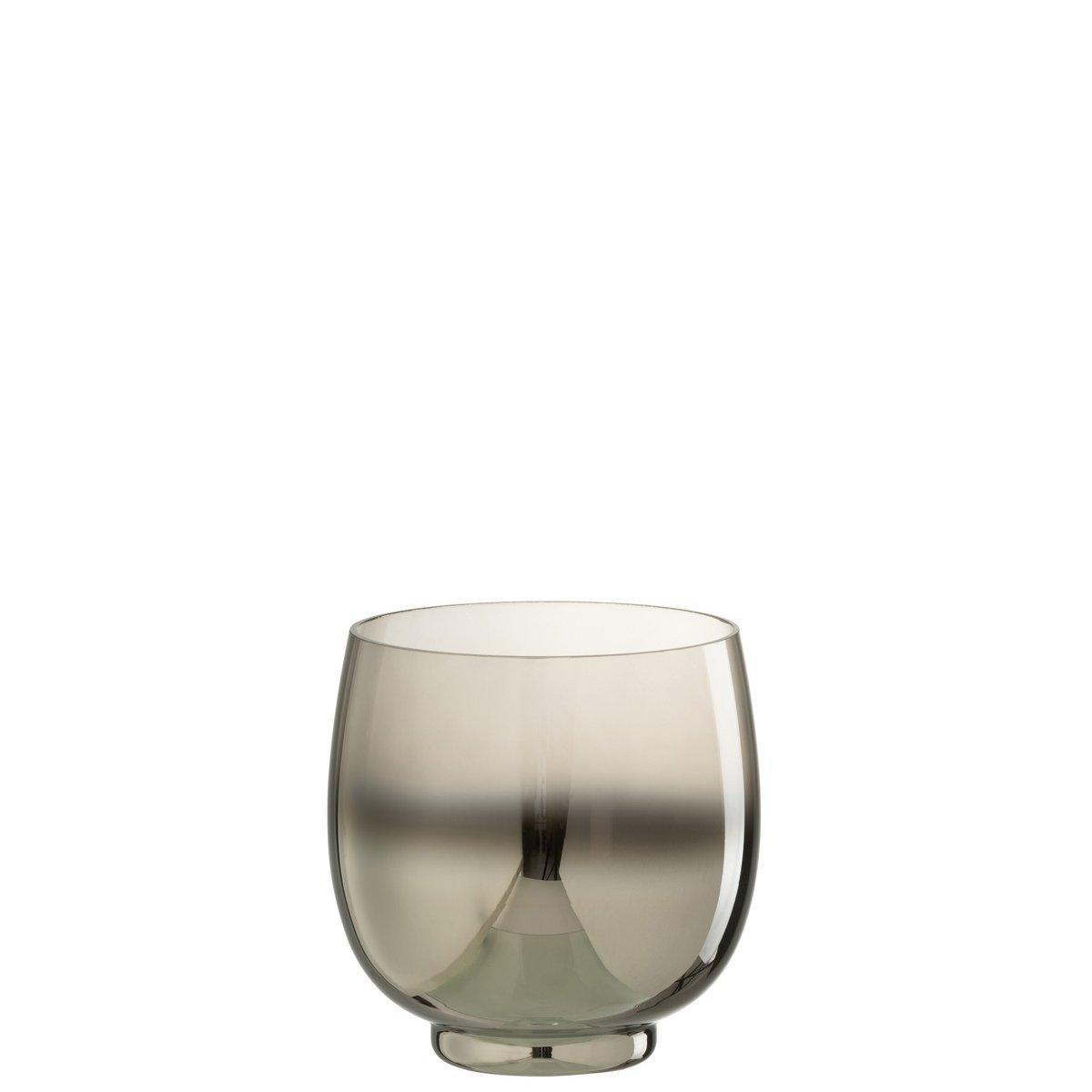 J-Line Laterne Rund – Glas – Grau/Silber – Mittelgroß