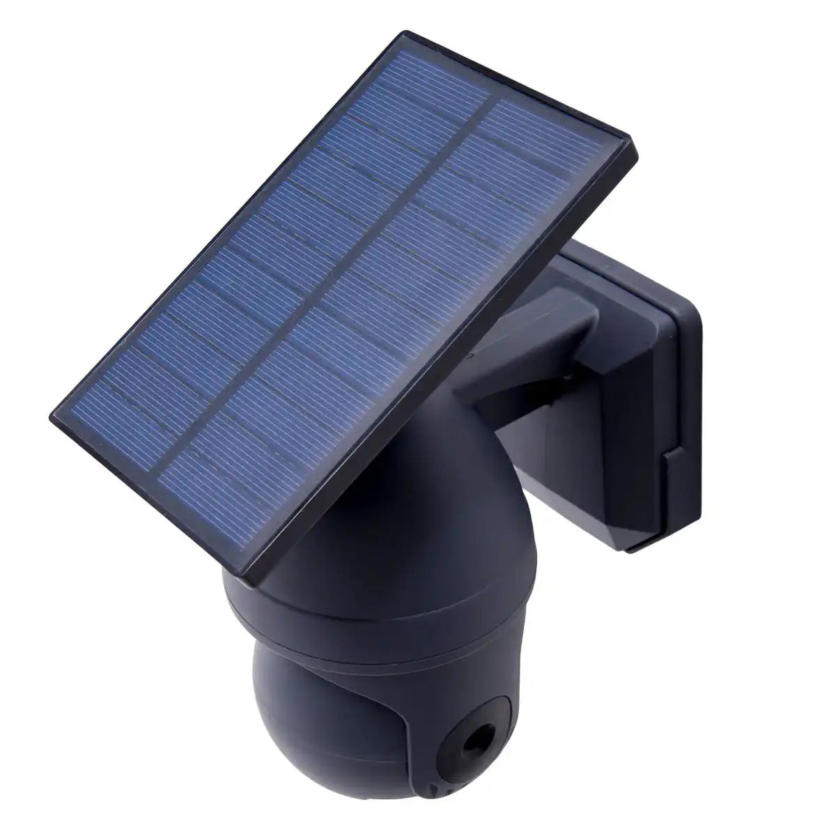 LED Solar Außenwandleuchte "MOHO" mit Bewegungsmelder und Security-Kamera-Attrappe , Wandleuchte aus Kunststoff in Grau, mit integrierter LED