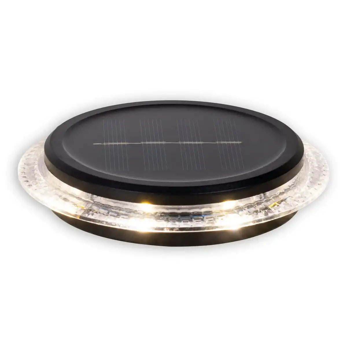 6er Set Solar-Boden-Erdspießleuchte Ø ca, 11,2 cm, schwarzer Kunststoff, Dämmerungssensor, für Eingang, Terrasse und Wege