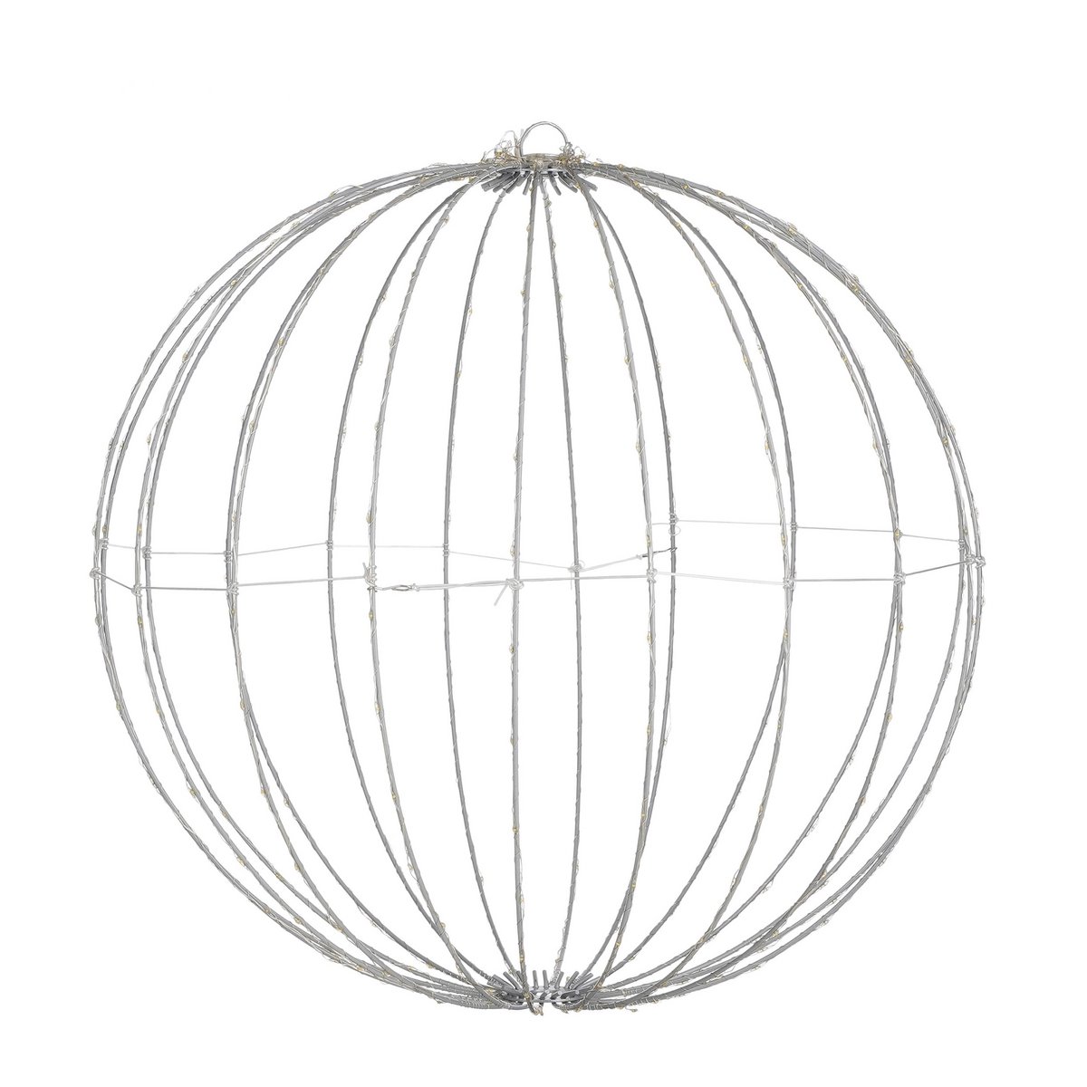 Weihnachtsbeleuchtungskugel mit klassischen weißen LED-Lichtern – Ø50 cm – Silber