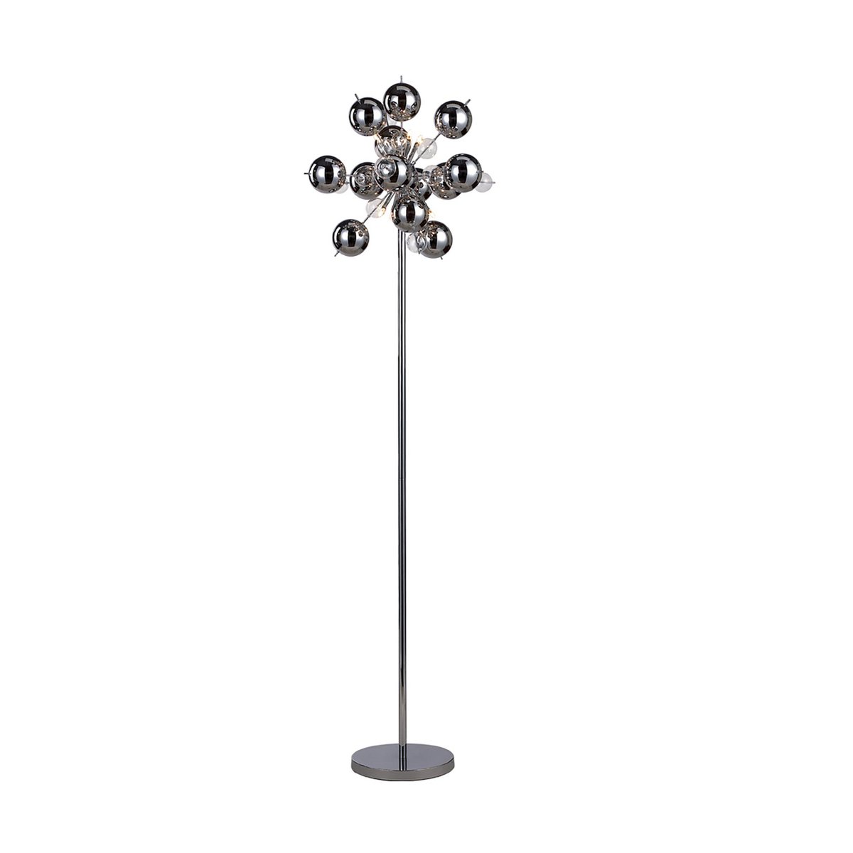 Stehleuchte "EXPLOSION" in chrom, Stehlampe aus Metall und Glas, Chrome, G9, Stehlampe 169 cm hoch