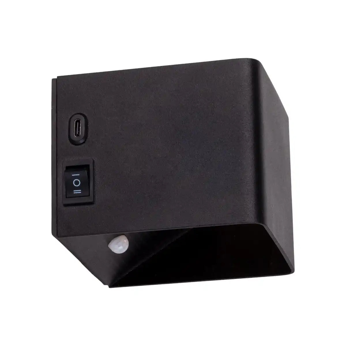 Akku-Wand-Leuchte "CUBE" magnetisch, ca 10 x 10 cm, aus schwarzem Metall, mit Bewegungssensor