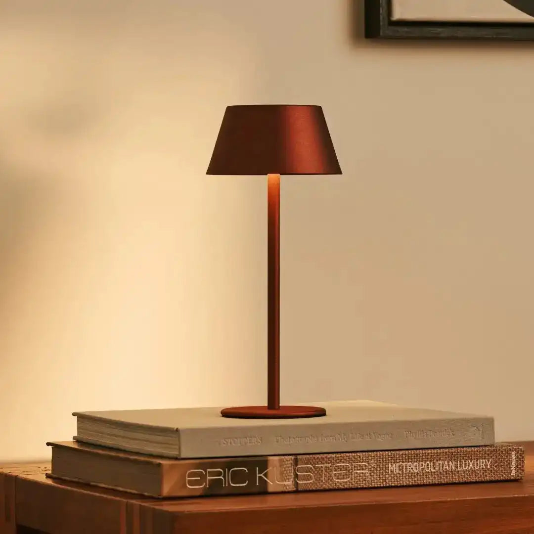 Milou Bronze - Tischlampe ohne Kabel l moderne, Design- und 3 Lichtmodi