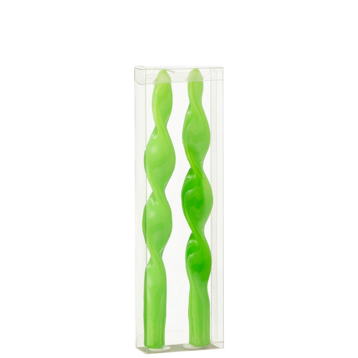J-Line Box 2 Candle Twisted - grün - klein - 3H