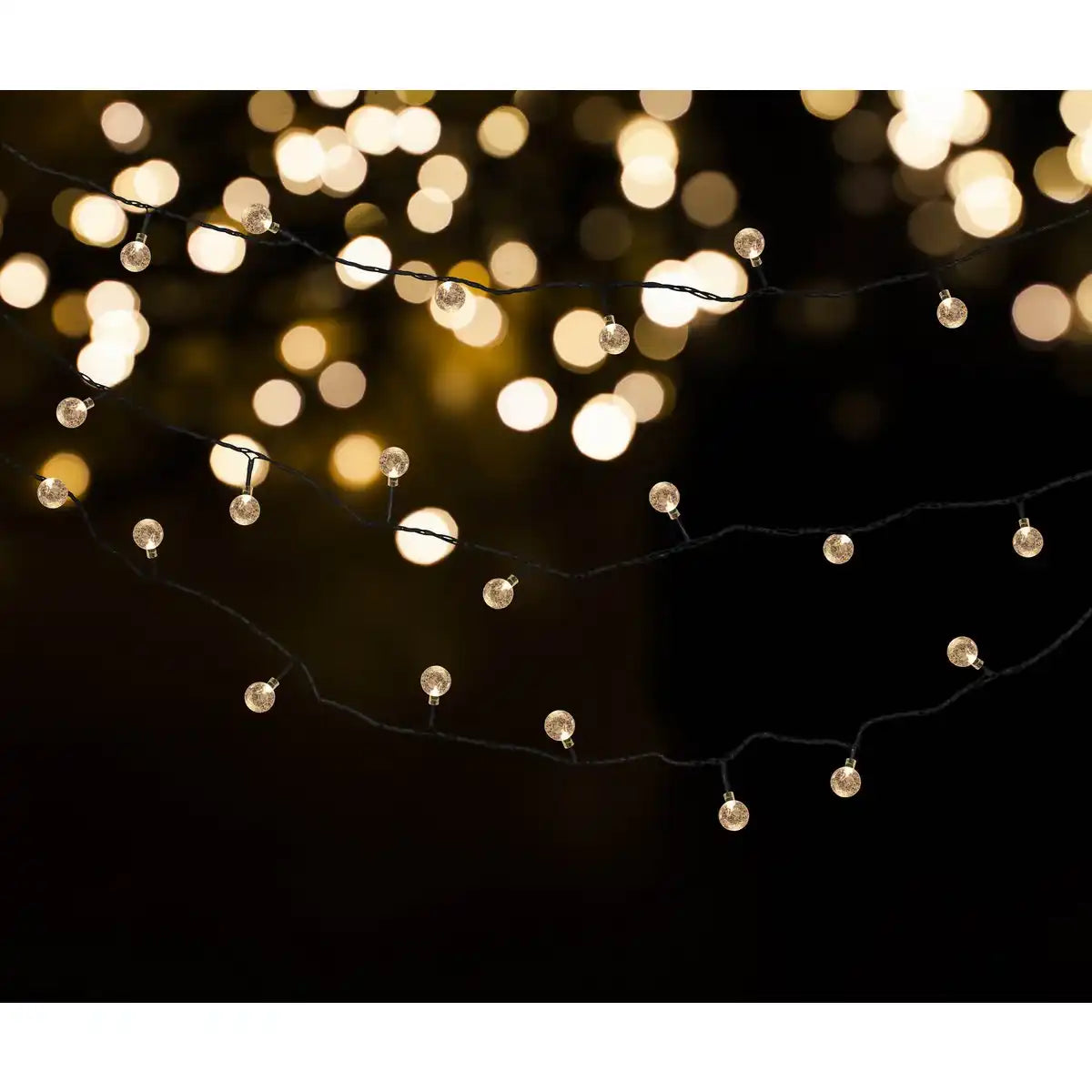 Außen-Lichterkette mit dekorativen Kugeln in GLASOPTIK, 868 cm lang, Warmweiß,