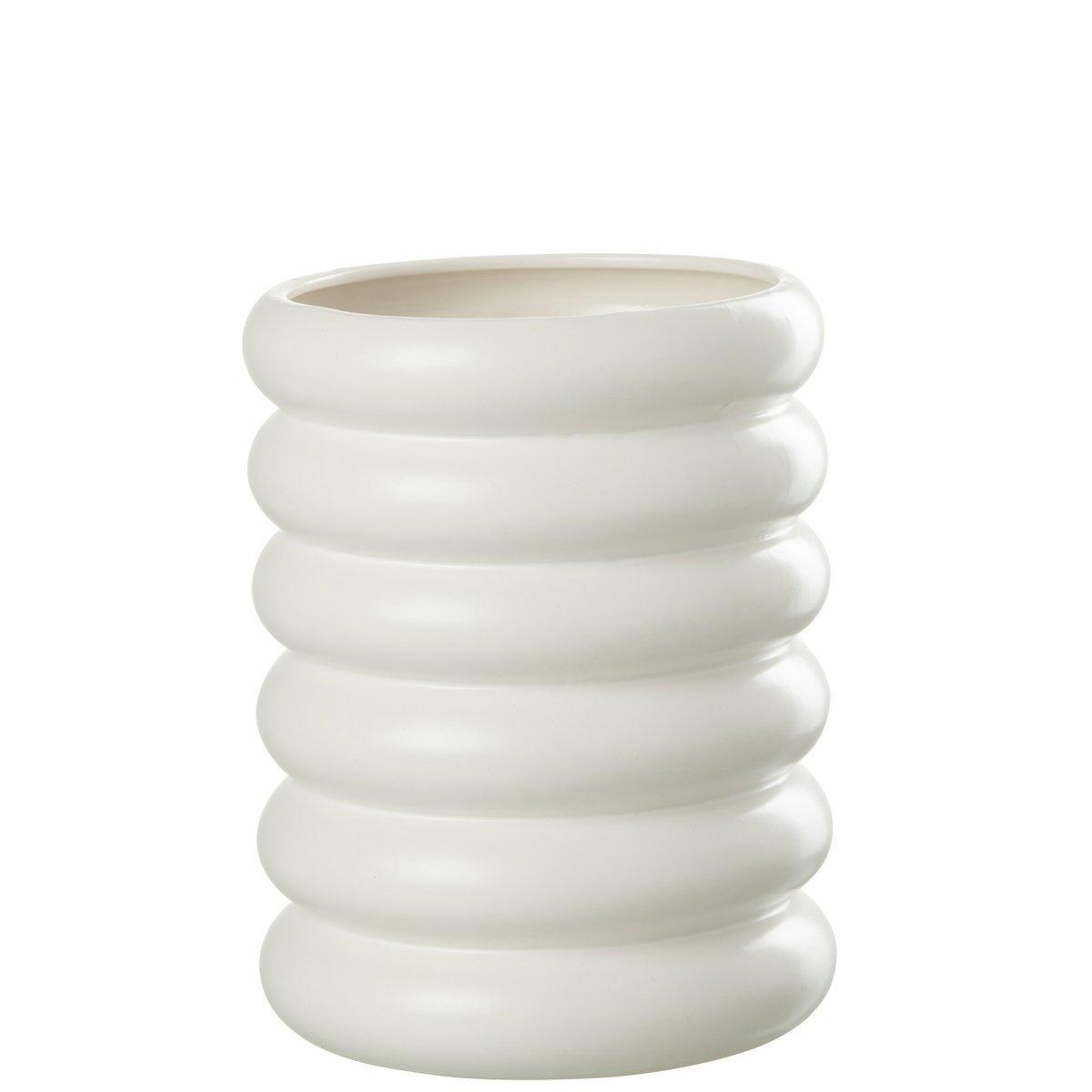 J-Line Blumentopf Cuffs – Porzellan – weiß – groß – Ø 20,00 cm