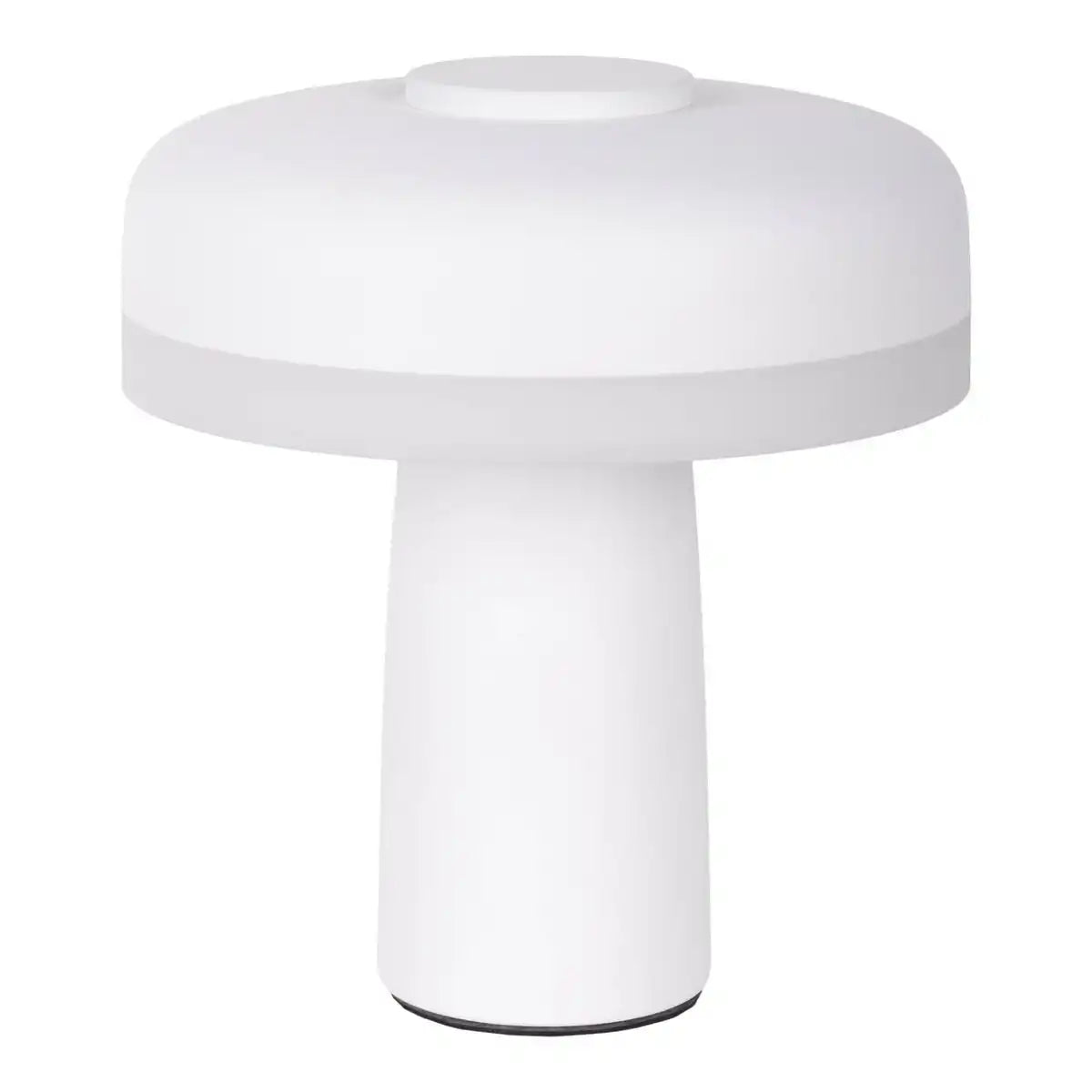 Akku-Tischleuchte "PILU", 16,5 cm hoch, oben Ø von 15 cm, Metall in Weiß, weißer Kunststoff, integrierten LEDs,280 Lumen, dimmbar per Berührungssensor, warmweiß