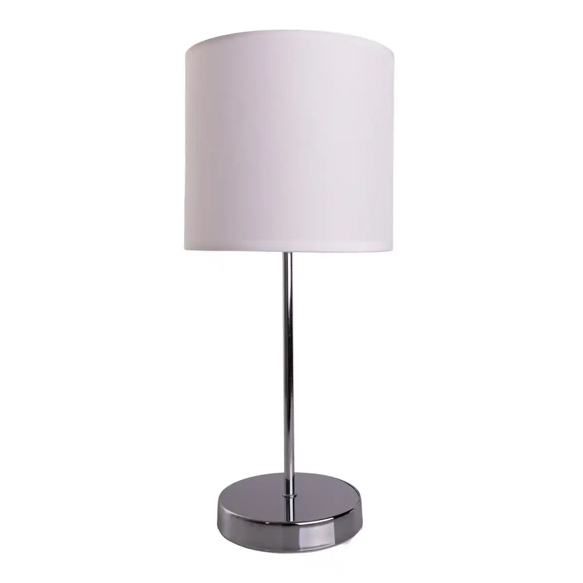Tischleuchte "NEW YORK", klassische Tischlampe aus Metall mit Textilschirm in Weiß, mit E27-Fassung, 38,5 cm hoch, perfekt für Wohnzimmer, Esszimmer, Diele und Büro