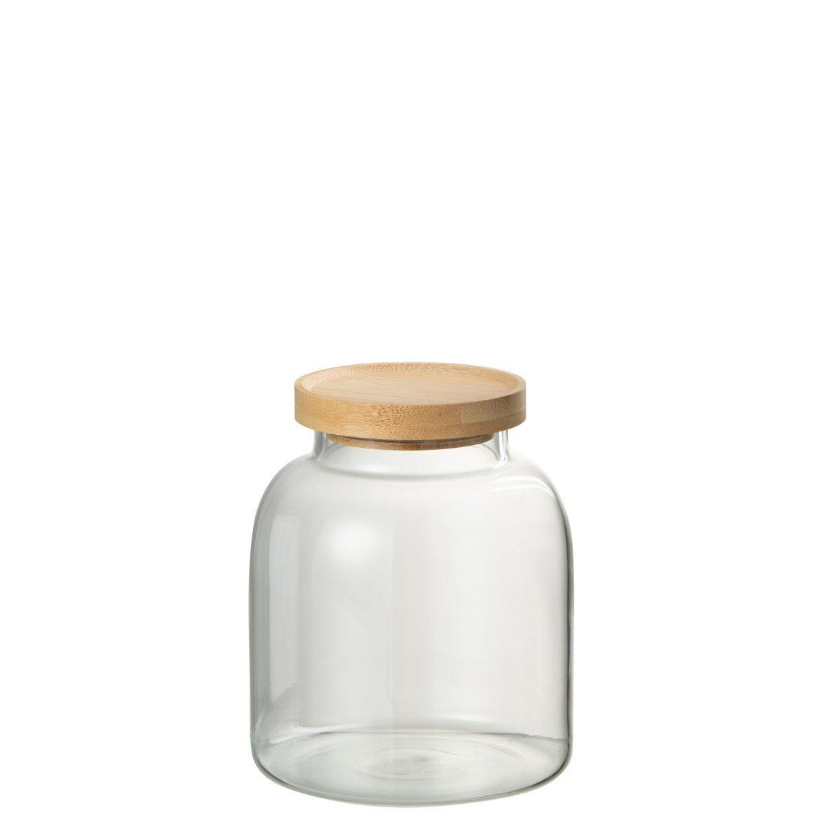 J-Line Jar In Glass Tom Glas/Bambus Transparent/Natur Klein