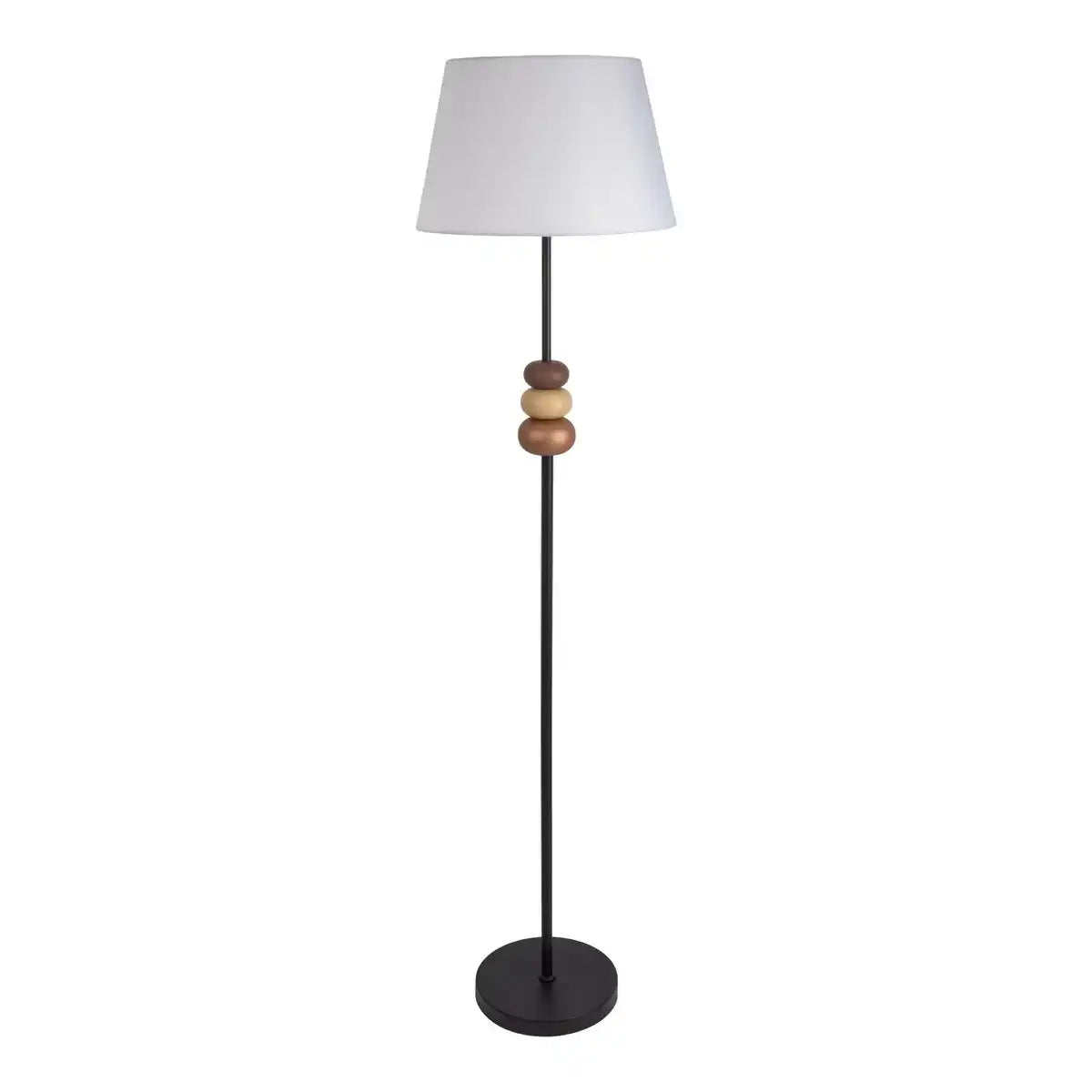 Stehleuchte "ELINA" 155 cm hoch, Ø 38 cm, Metall in Schwarz/Braun, Textilschirm in Weiß, E27