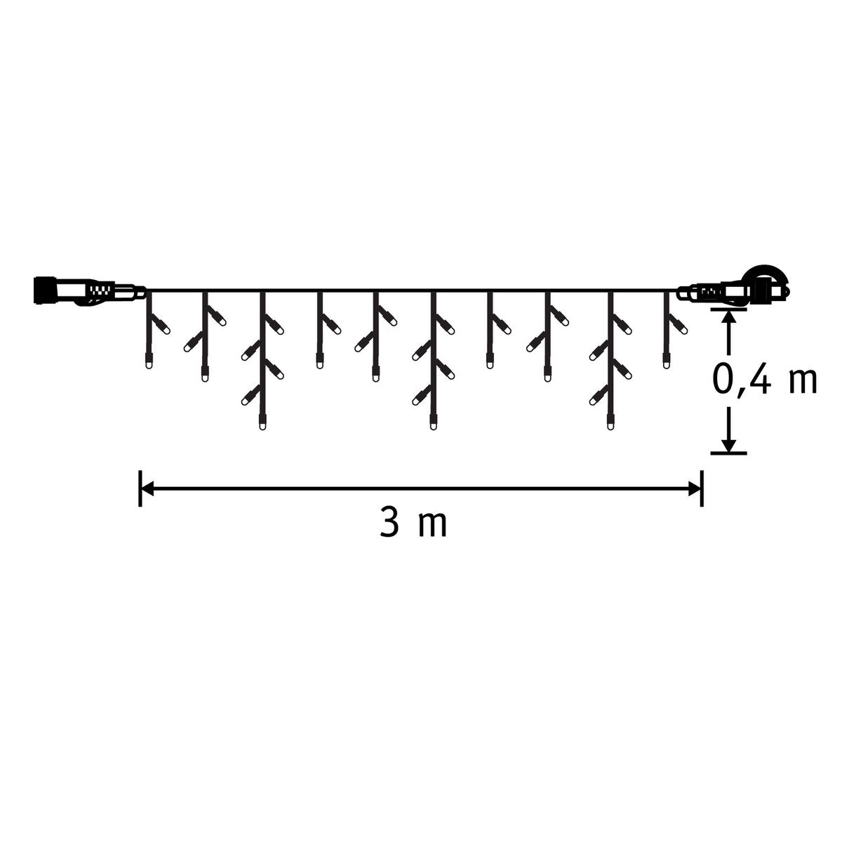 Lichtvorhang mit 38 LED-Lichtern – L300 x H40 cm – Warmweiß