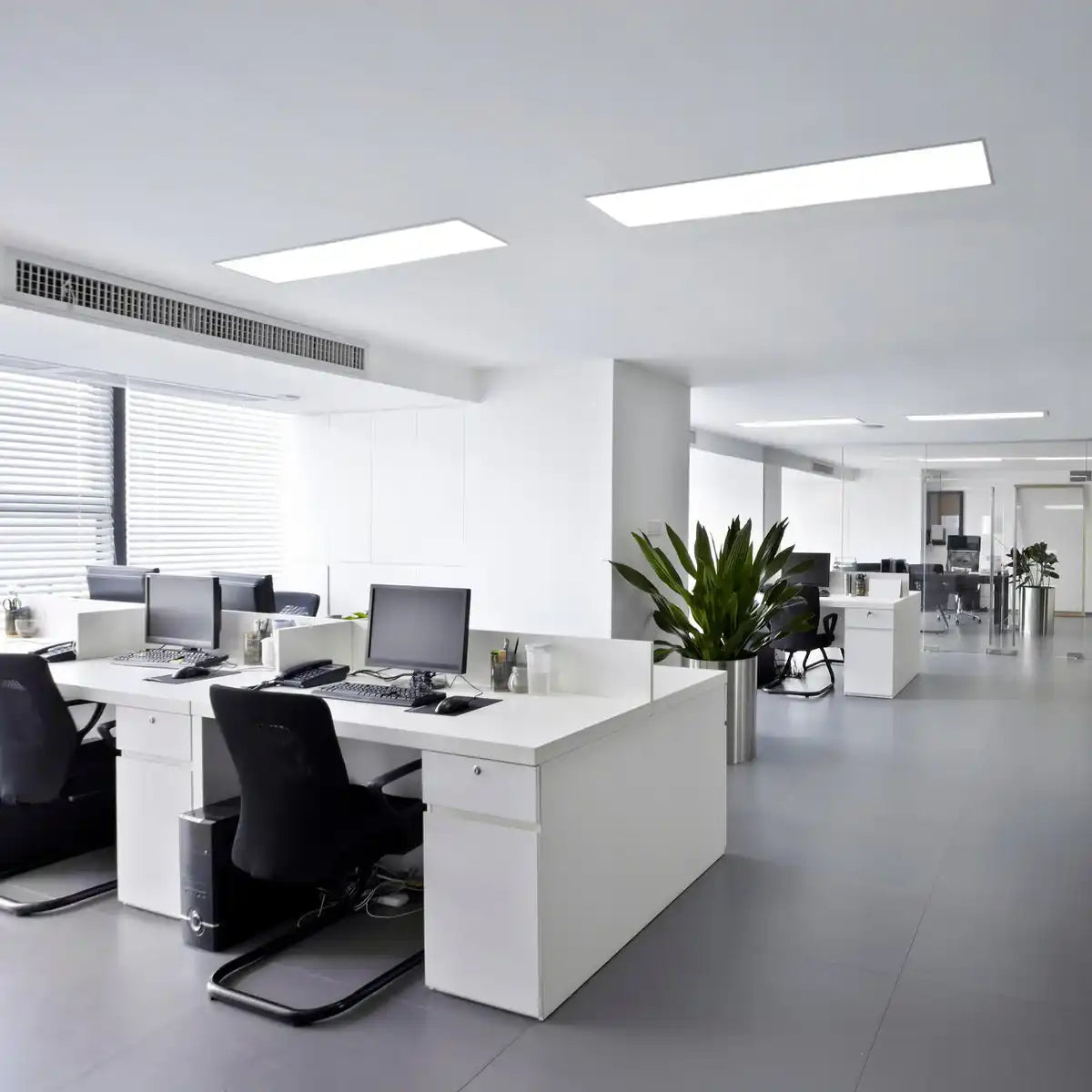 LED Panel-Deckenleuchte "CARENTE" Länge 119,5 cm, rahmenlos, viele Funktionen, aus Metall und Kunststoff, weiß, integrierte LEDs