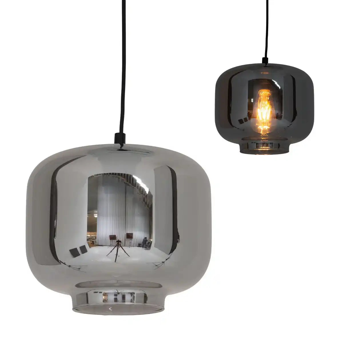 Pendelleuchte "VASO", Retro, Hängelampe, Metall und Rauchglas in Anthrazit, E27-Fassung, für Esszimmer, Wohnzimmer, Diele oder Büro, mit einem Øvon 25 cm