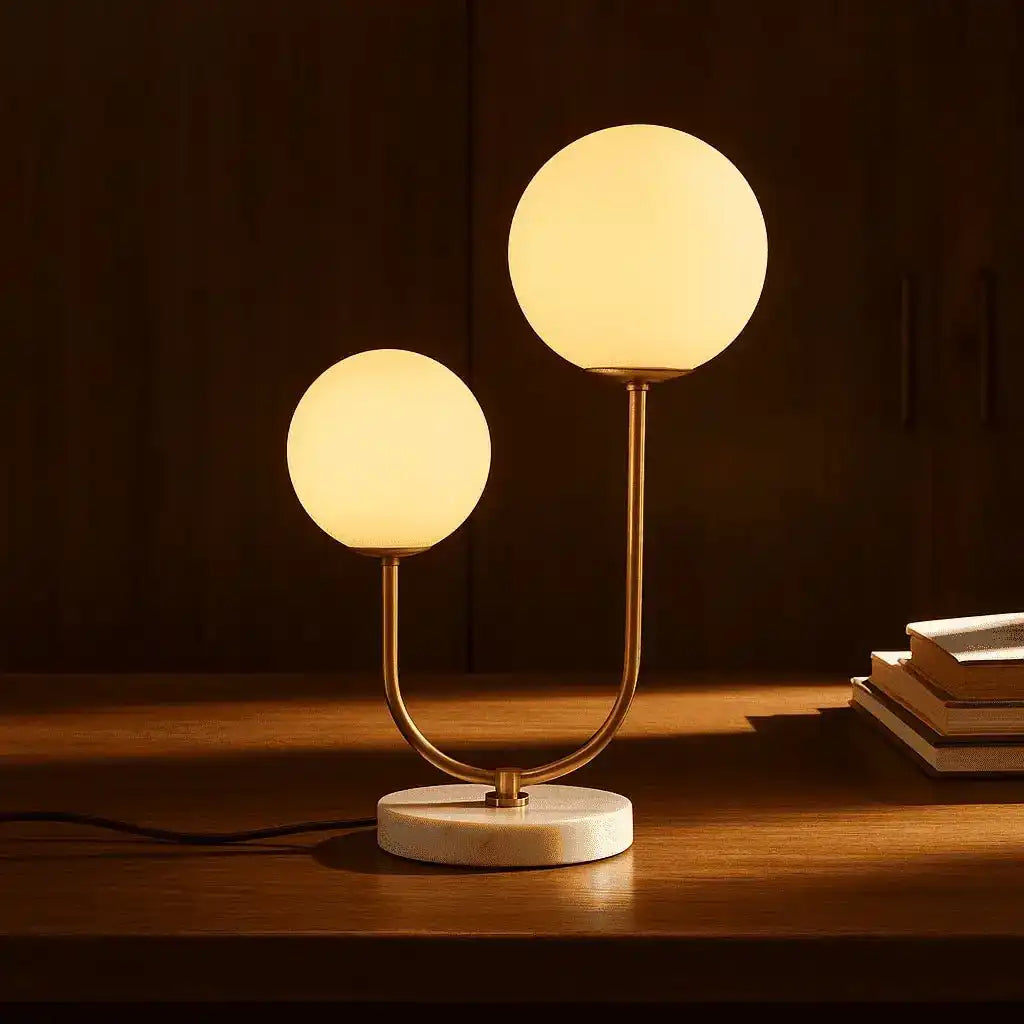 Giorgia Elegante Marmorlampe - Elegante Tischlampe mit gefrosteten Glasbirnen