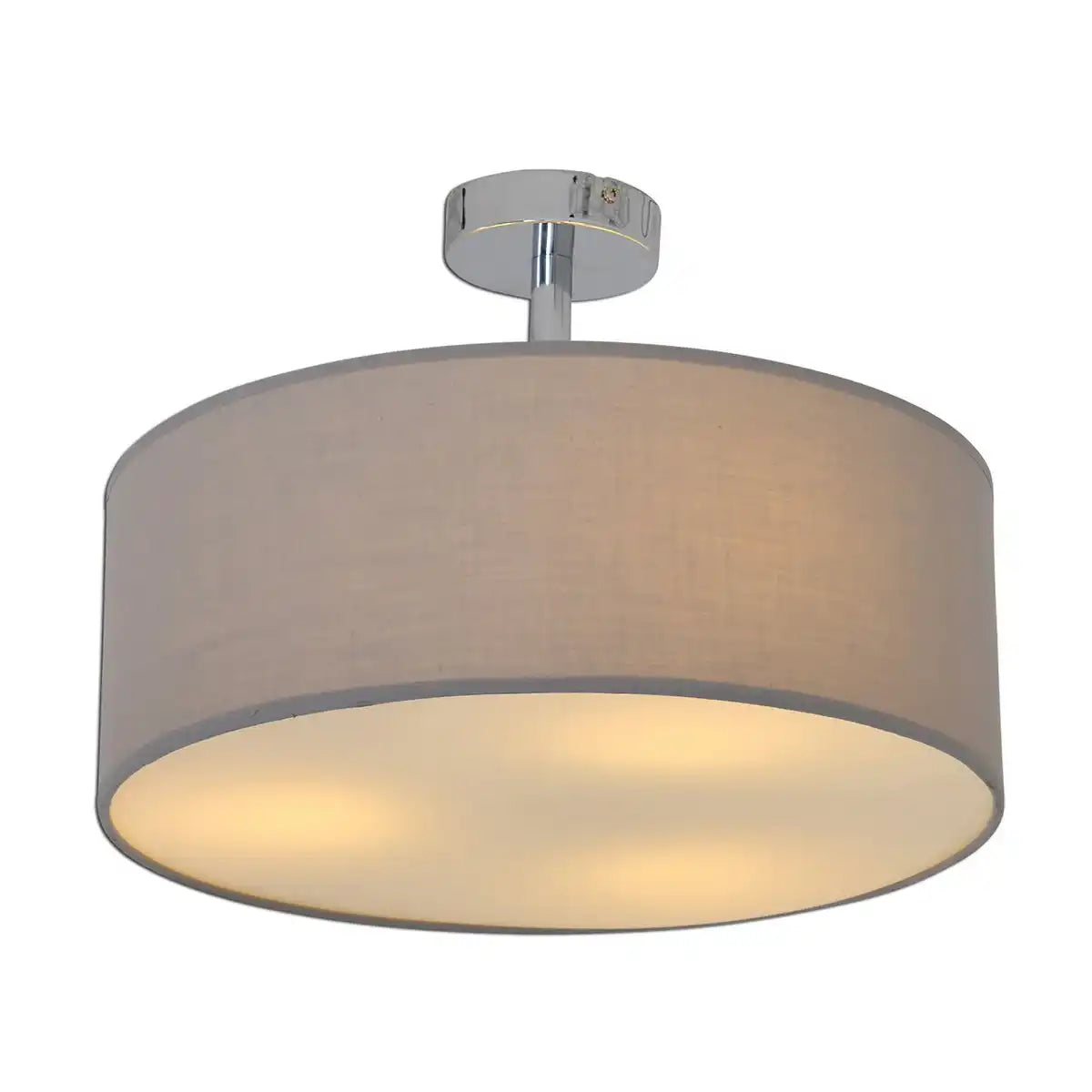 Textildeckenleuchte "NEW YORK", klassische Deckenlampe mit Textilschirm in Grau, mit E27-Fassung, Deckenleuchte 40 cm Durchmesser, geeignet für den gesamten Wohnbereich