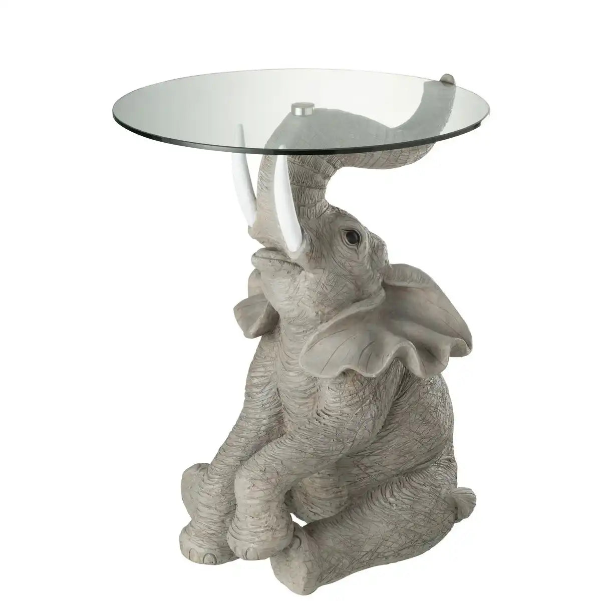 J-Line Tisch Elephant – Poly/Glas – Grau