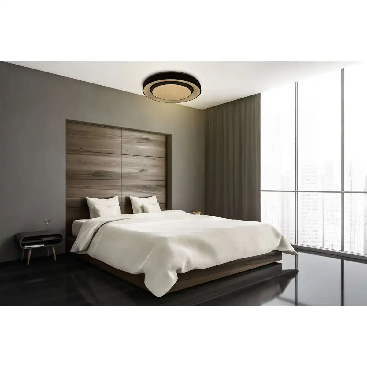 LED Deckenleuchte "MONTEREY" Ø 47,5cm, viele Funktionen, aus Metall und Kunststoff in Schwarz,, mit integrierten LEDs, Beleuchtung für Wohnräume, Flur oder Büro