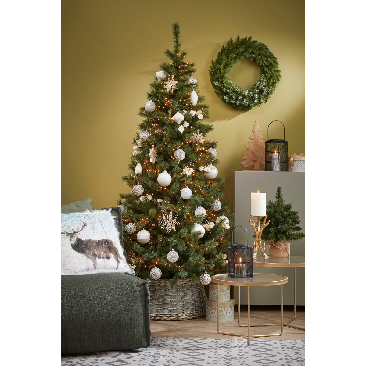 Waldgefrosteter Weihnachtskranz – Ø45 cm – Grün