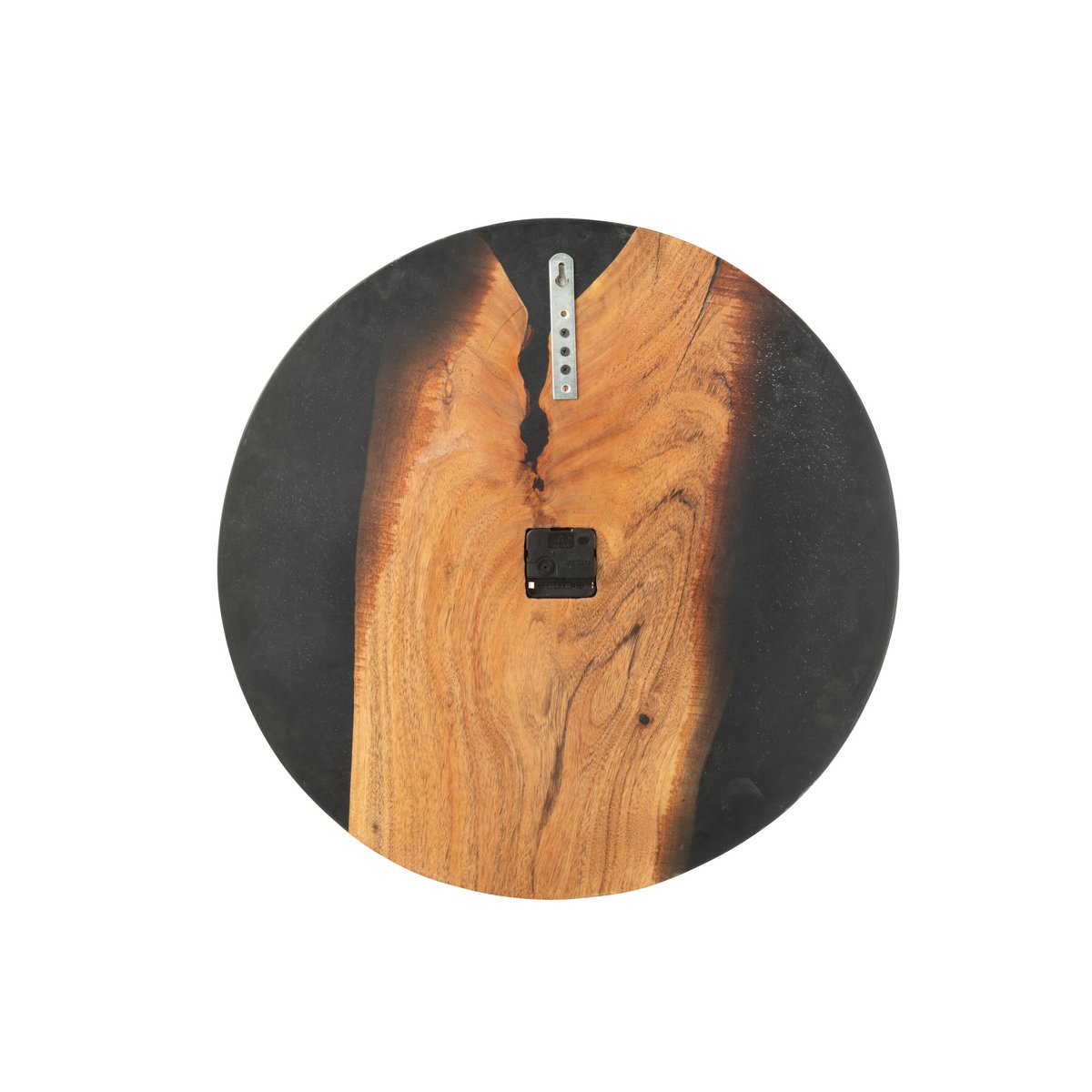 J -Linie Wanduhr modern - Holz/Epoxidharz - Natural/Schwarz