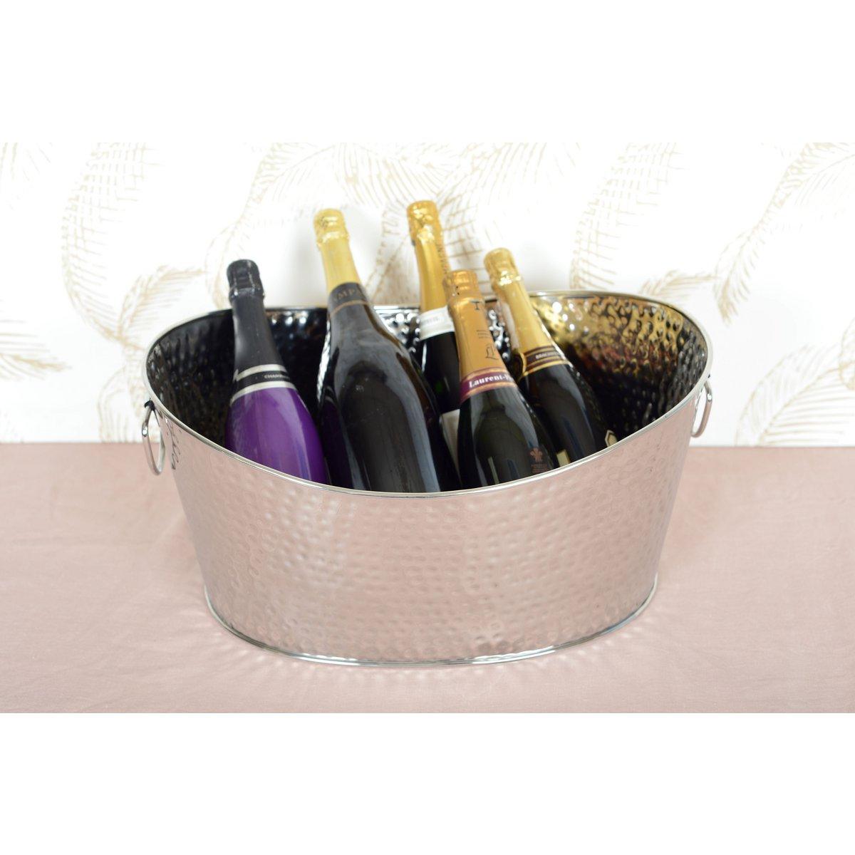 SEAU A CHAMPAGNER ARGENT MARTELE 49X35X23,5CM