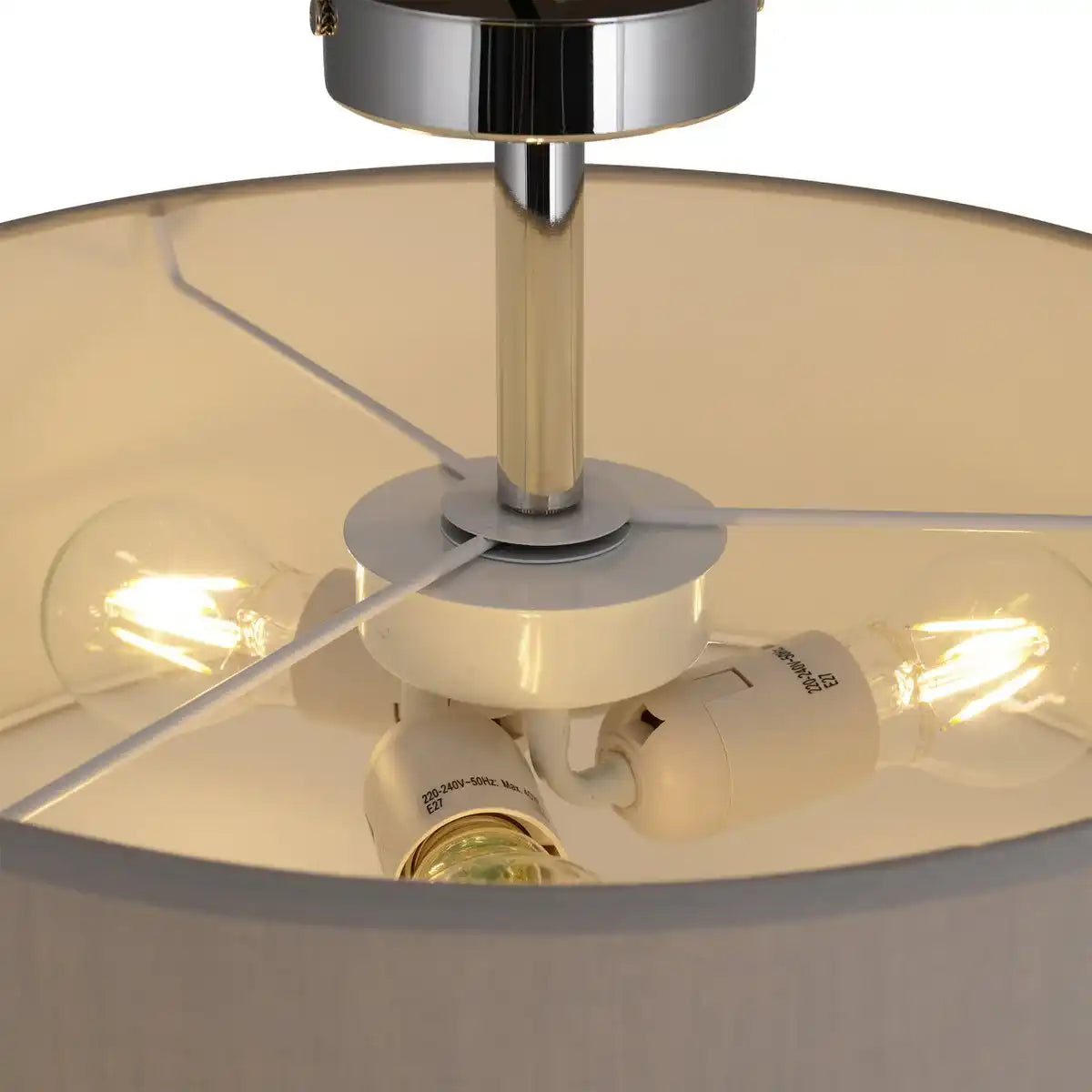Textildeckenleuchte "NEW YORK", klassische Deckenlampe mit Textilschirm in Grau, mit E27-Fassung, Deckenleuchte 40 cm Durchmesser, geeignet für den gesamten Wohnbereich