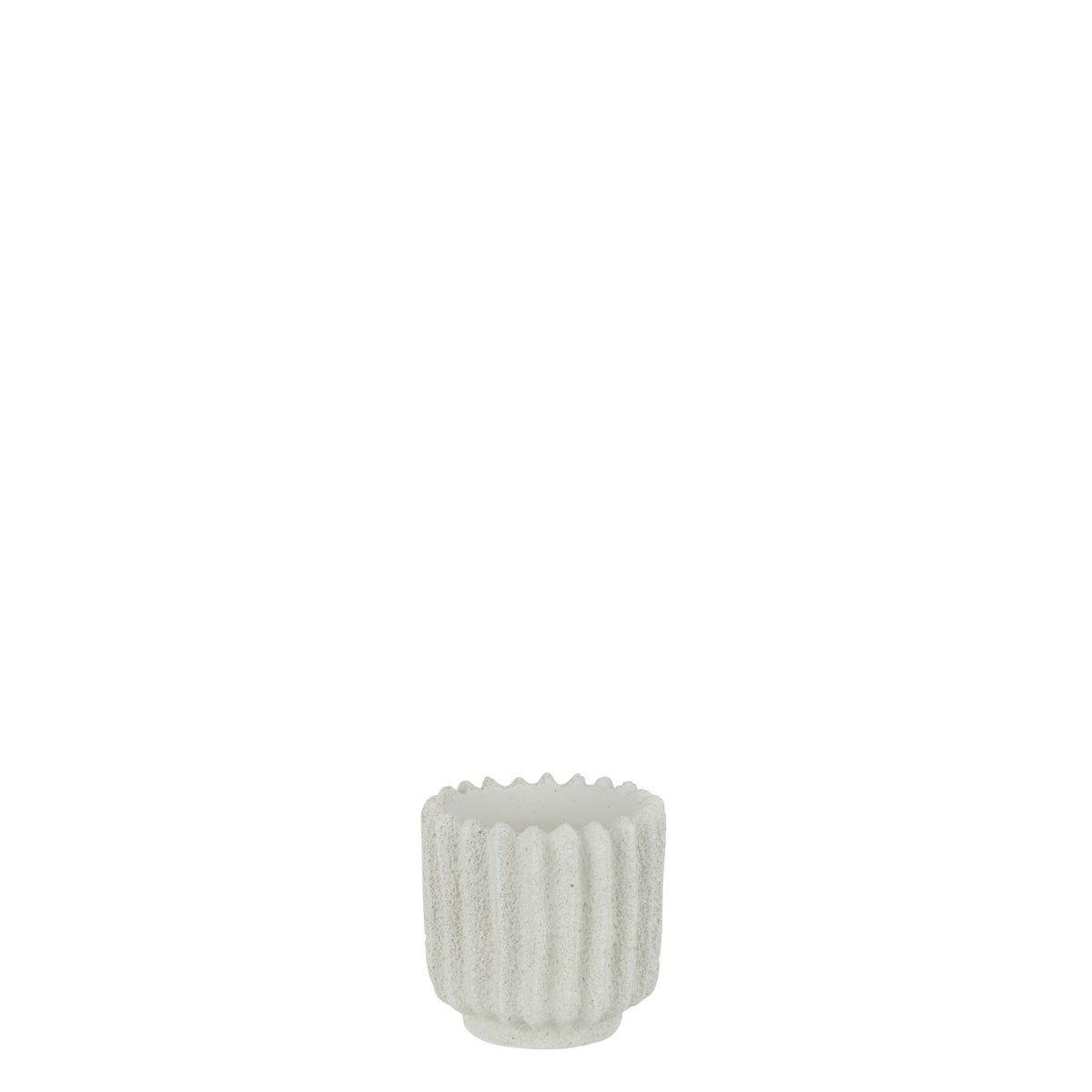 J-Line Blumentopf Stripe – Zement – Weiß – klein –
