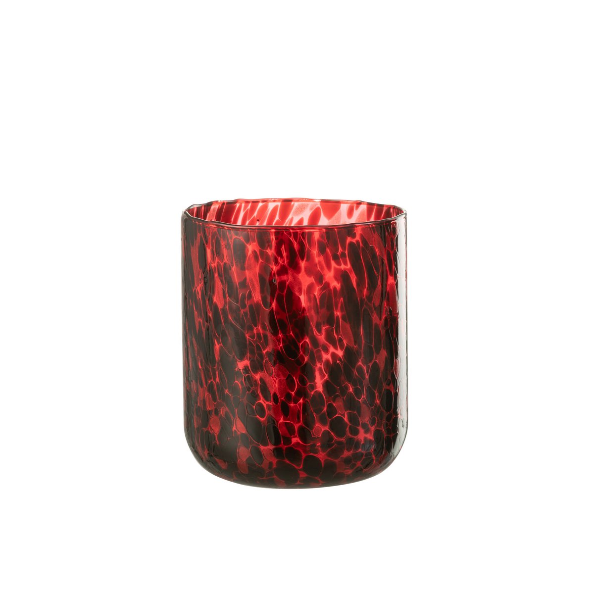 J-Line Laterne Spotted - Glas - Rot/Schwarz - Groß