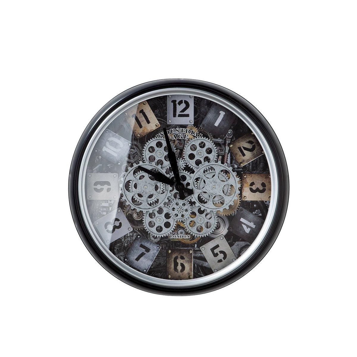 Metall/Glas Wanduhr "Steam" schwarz/silber/champagnefarben