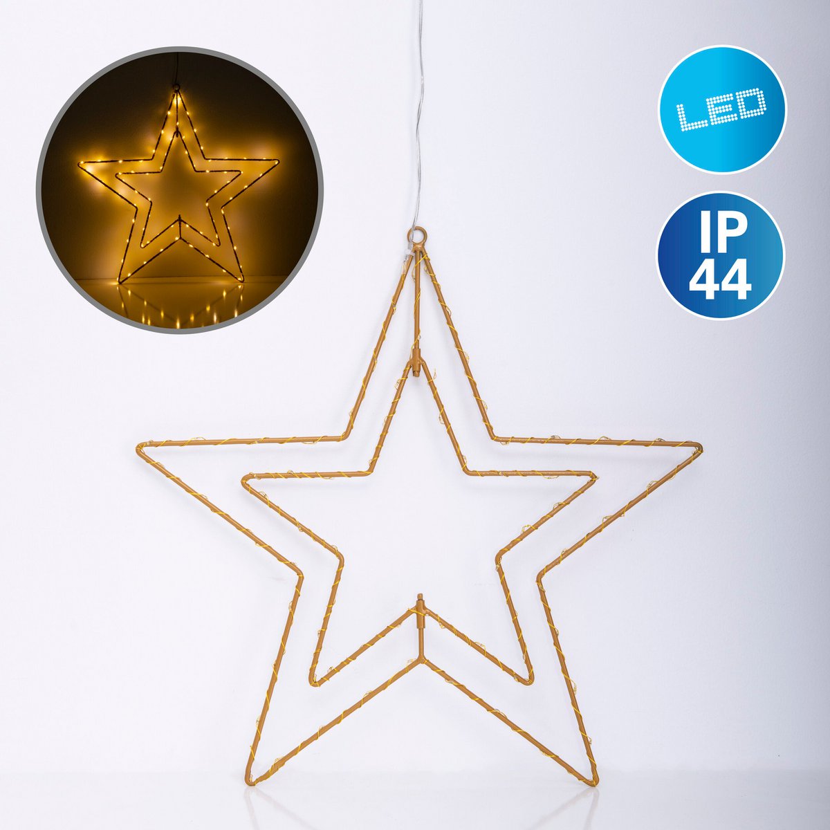 LED-Outdoor-Weihnachtsleuchte "Stern" Ø 40 cm Weihnachtsdeko aus Metall in Gold mit fest verbauten LEDs