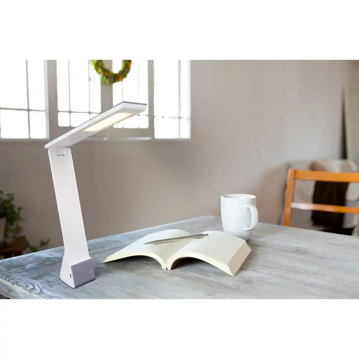 LED Akku-Tischleuchte "ULF" grau, aus Metall und Kunststoff in Grau und weiß, mit fest verbauten LEDs, 26 cm hoch, Lichtfarbe in 3 Stufen einstellbar