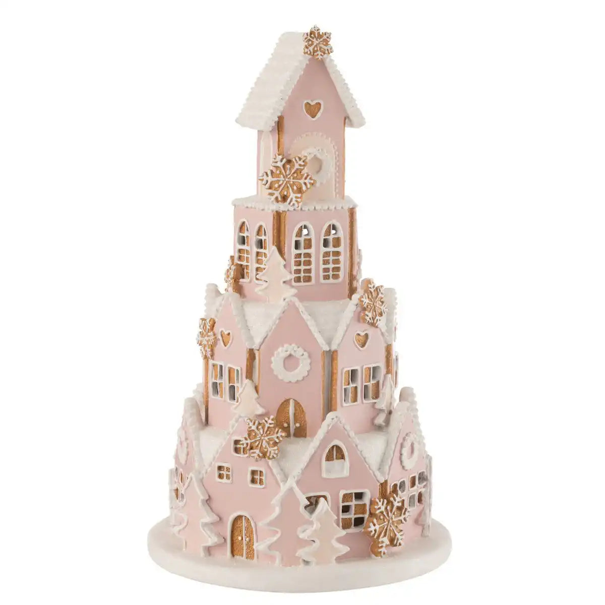 J -Linie Dekoration Lebkuchenhaus - Polyresin - Pink/Weiß - groß