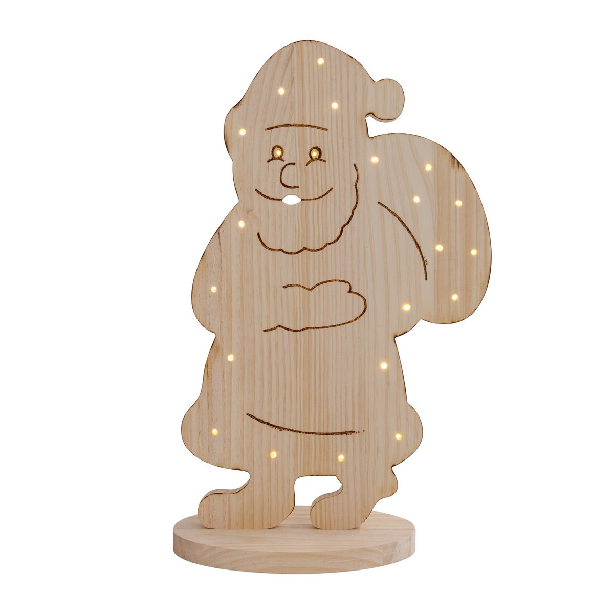 LED-Holz-Dekoleuchte "SANTA" groß, Weihnachtsdeko aus Holz in Natur, mit fest verbauten LEDs, für den Außenbereich - Klassik - Deko - Holz - natur - keine Angabe - Weihnachtsdeko außen