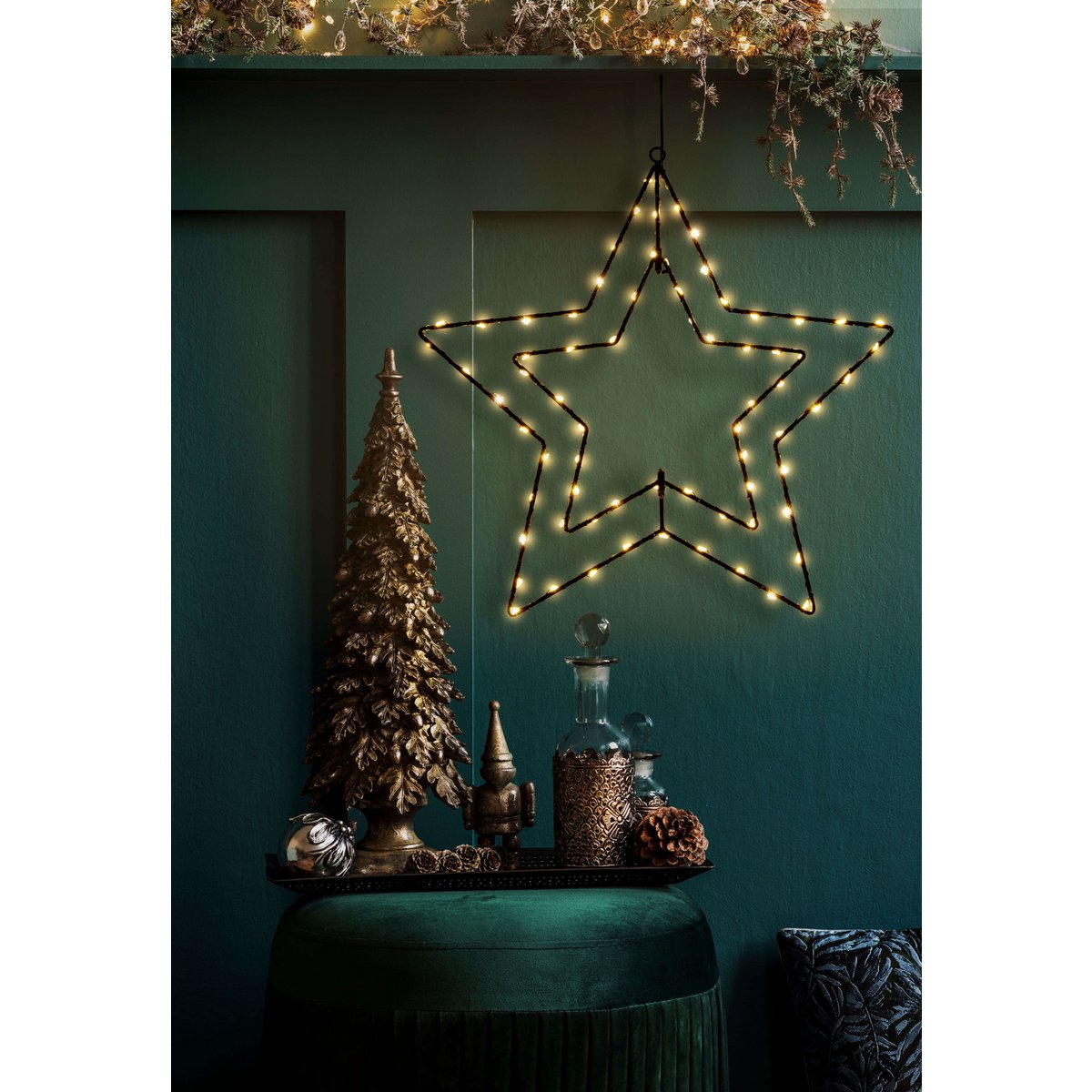 LED-Outdoor-Weihnachtsleuchte "Stern" Ø 40 cm Weihnachtsdeko aus Metall in Gold mit fest verbauten LEDs