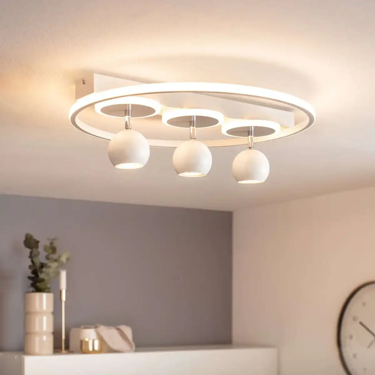 3er-Spot LED Deckenleuchte "RONDA" Ø 50cm, aus Metall und Kunststoff, weiß, GU10, Spots innen