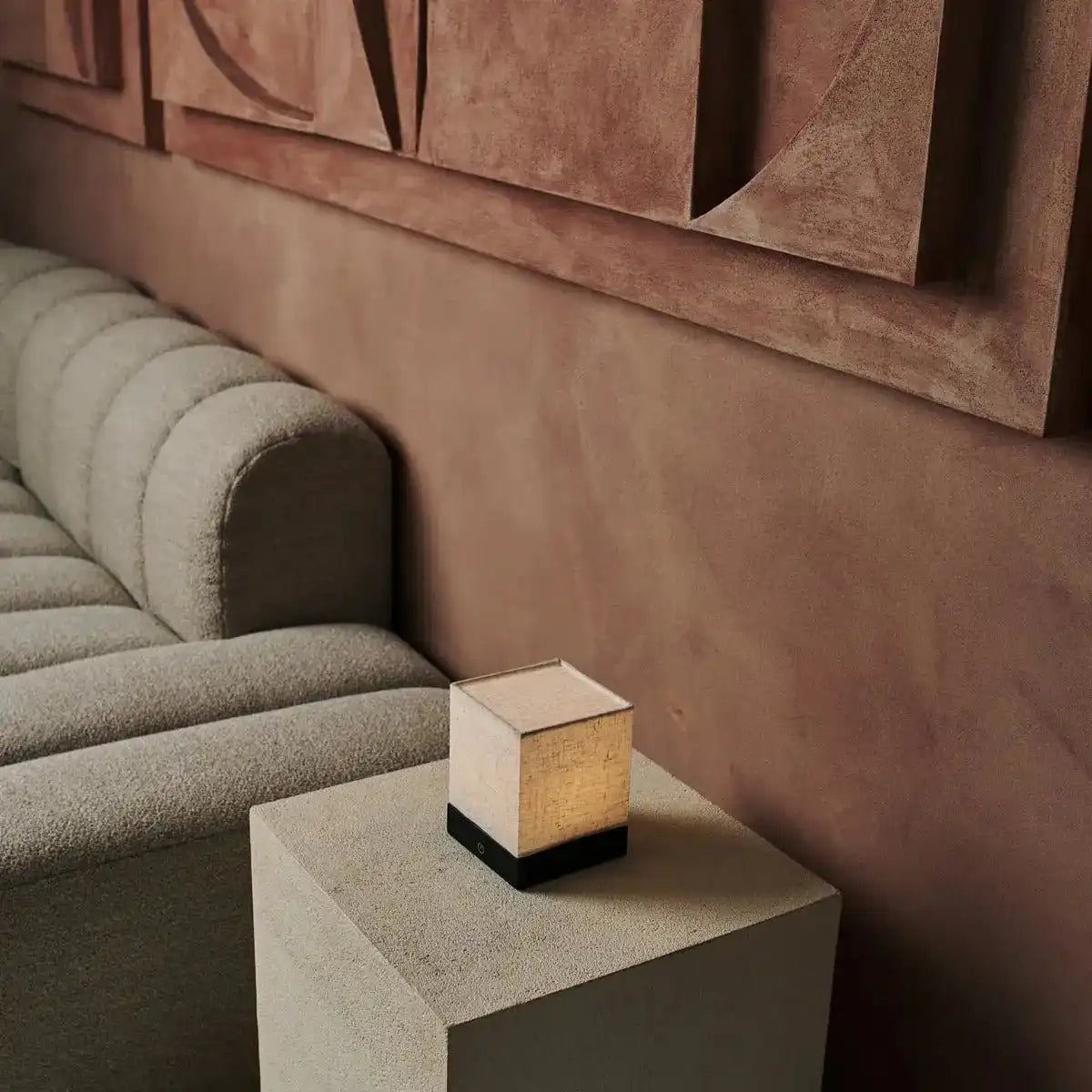 Zano schwarze drahtlose Lampe mit Holz und Leinen - Stimmungsbeleuchtung, LED -Tischlampe mit Batterie