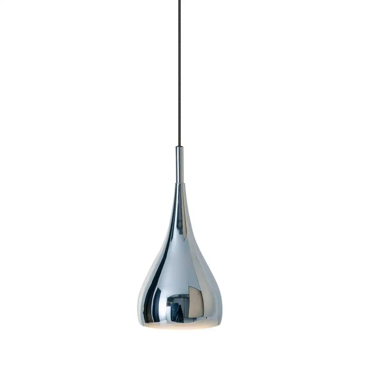 Pendelleuchte "STYLE", Retro Klassiker, Pendellampe aus chromglänzendem Metall mit E27-Fassung, Schirm Ø15 cm, ideal für Esszimmer, Wohnzimmer und Küche.