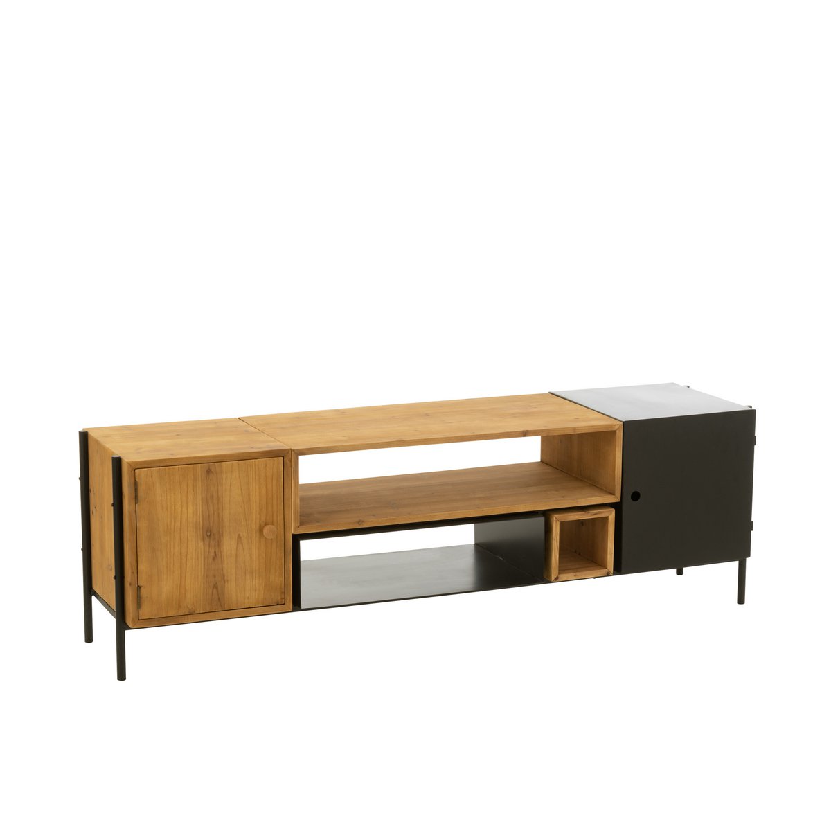 J-Line TV-Schrank Tina – Holz/Eisen – Schwarz/Natur