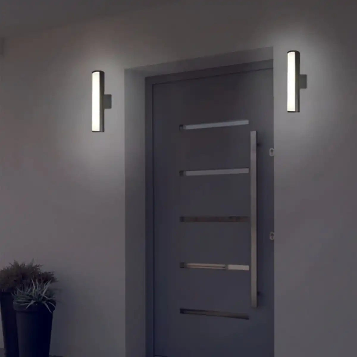 LED Außen Wandleuchten "FLAIR", 30cm aus grauem Metall und Kunststoff, mit integrierter LED