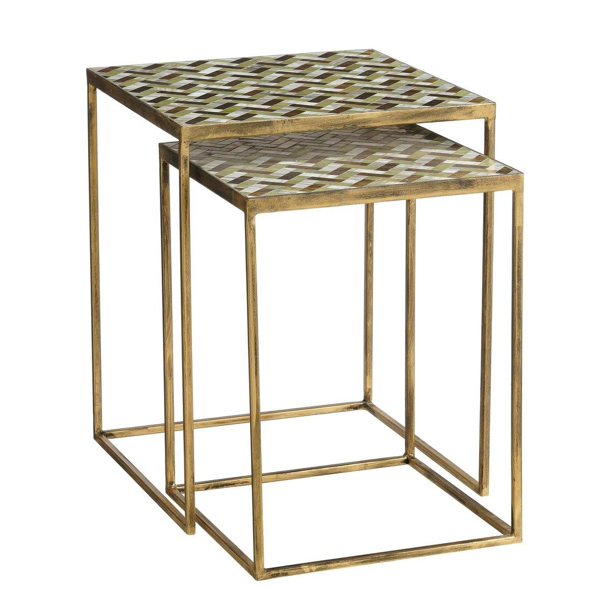 Alanza -Seitentisch außerhalb - Set von 2 - L38 x B38 x H48 cm - Metall - Grün