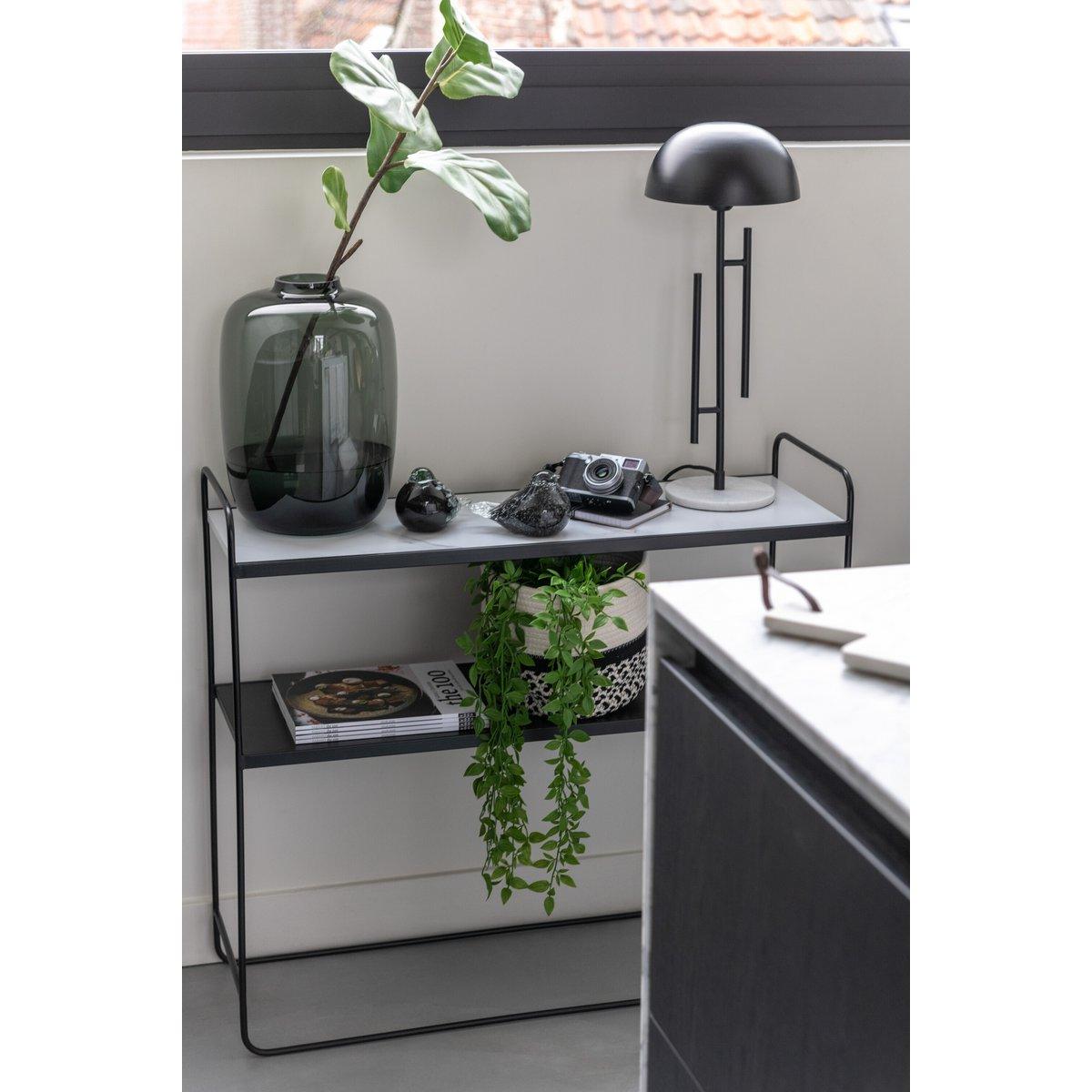 J-Line Konsole Marmor 2 Regale MDF/Eisen Schwarz